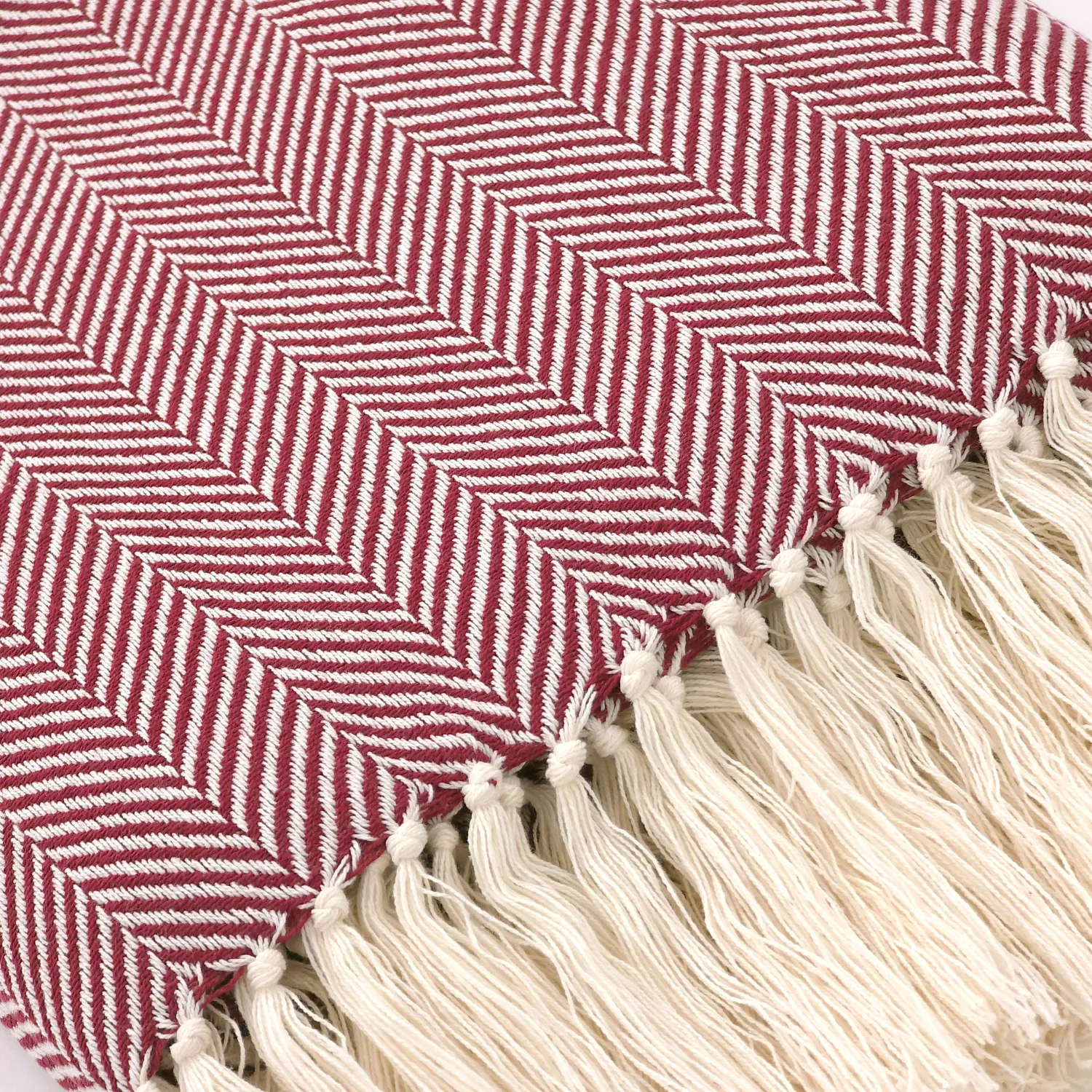 Dekens - Katoenen plaid - Denisa Fishbone (rood/wit)