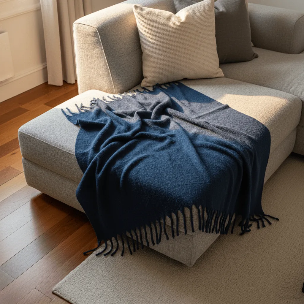 Dekens - Wollenmix plaid - Samantha (marineblauw)