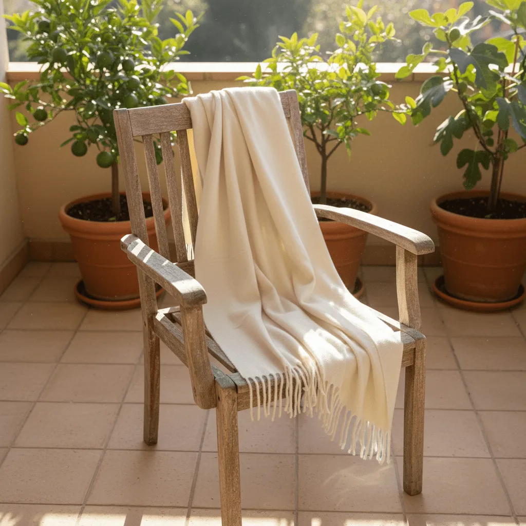 Plaid dekens - throw van wolmix - Samantha (offwhite)