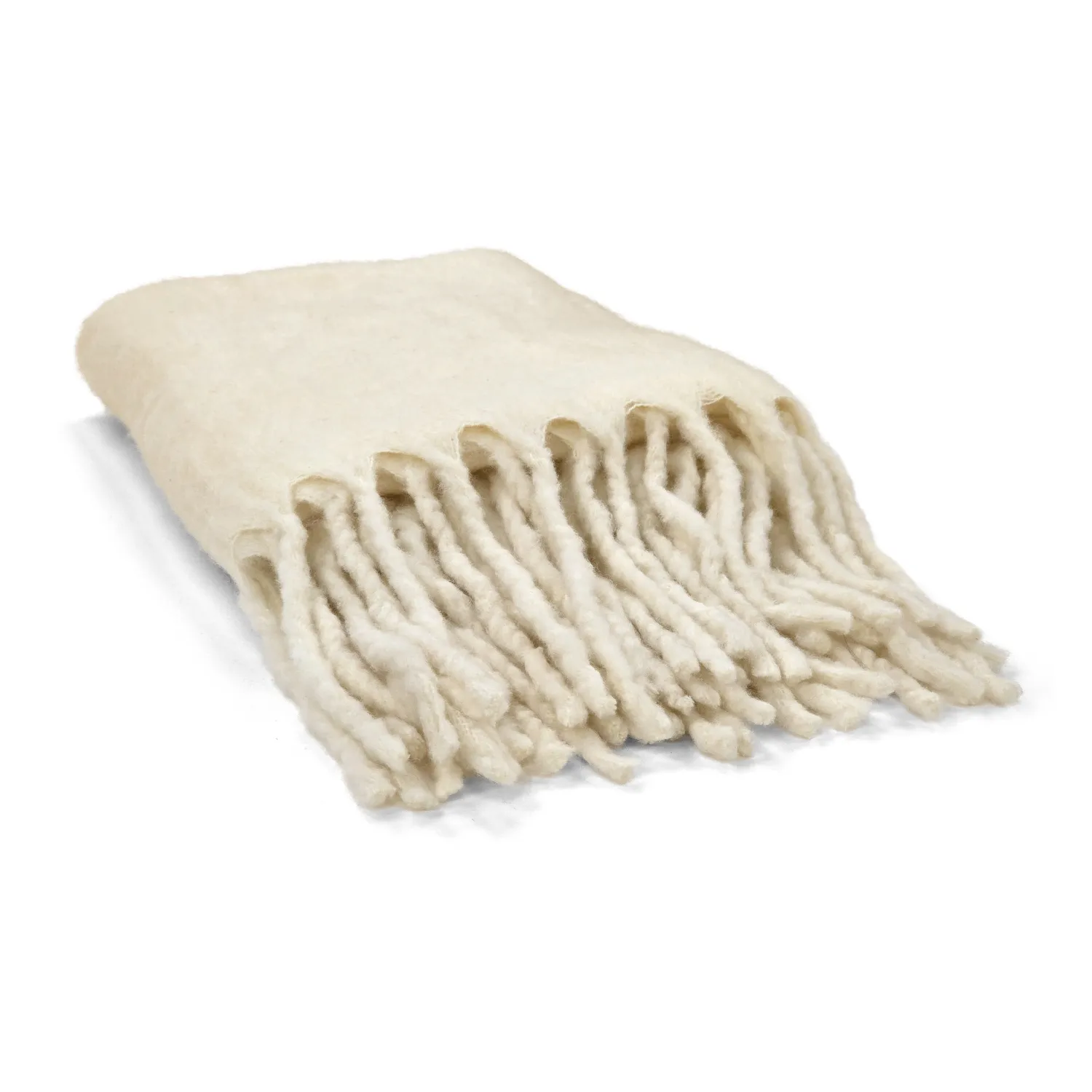 Plaid dekens - throw van wolmix - Samantha (offwhite)