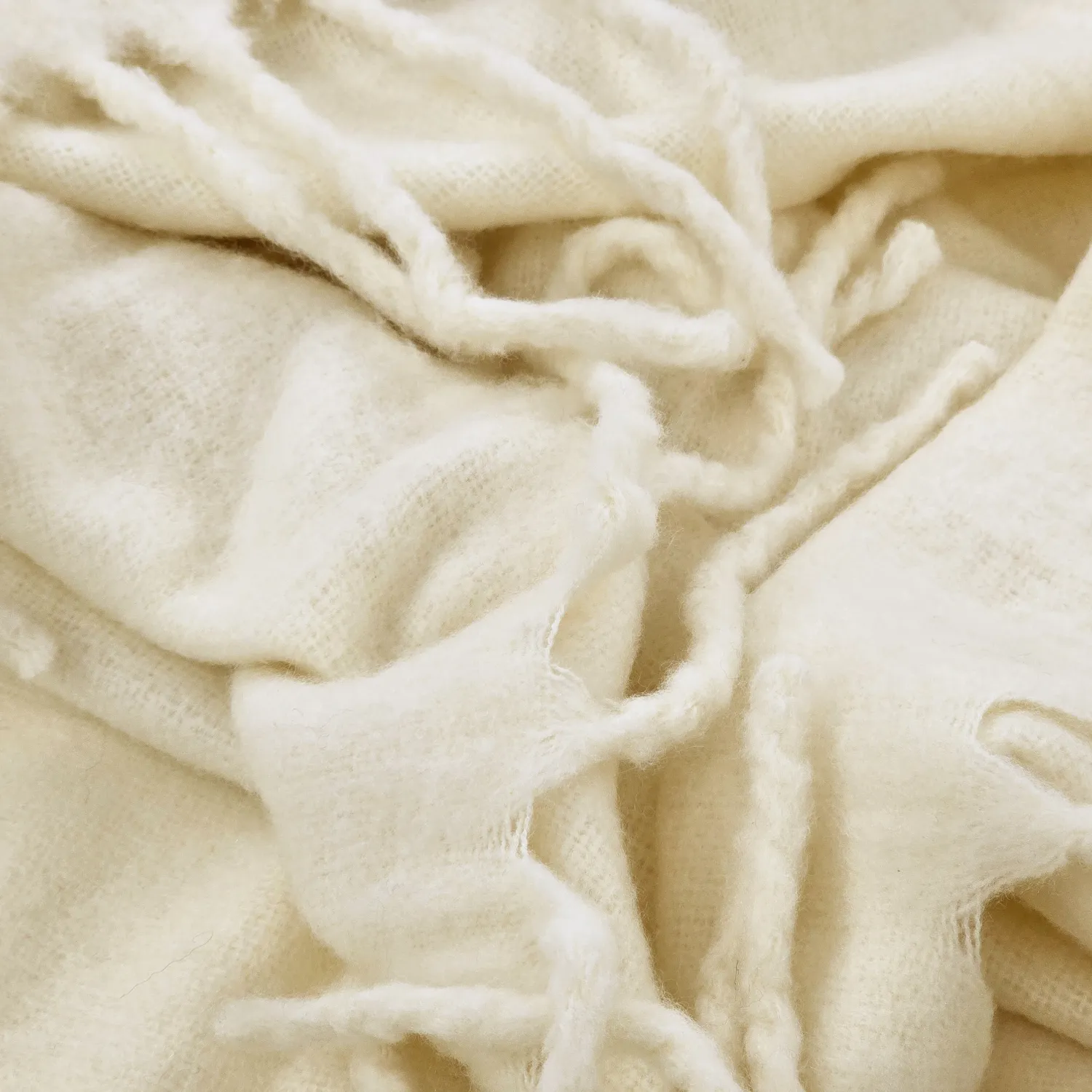 Plaid dekens - throw van wolmix - Samantha (offwhite)