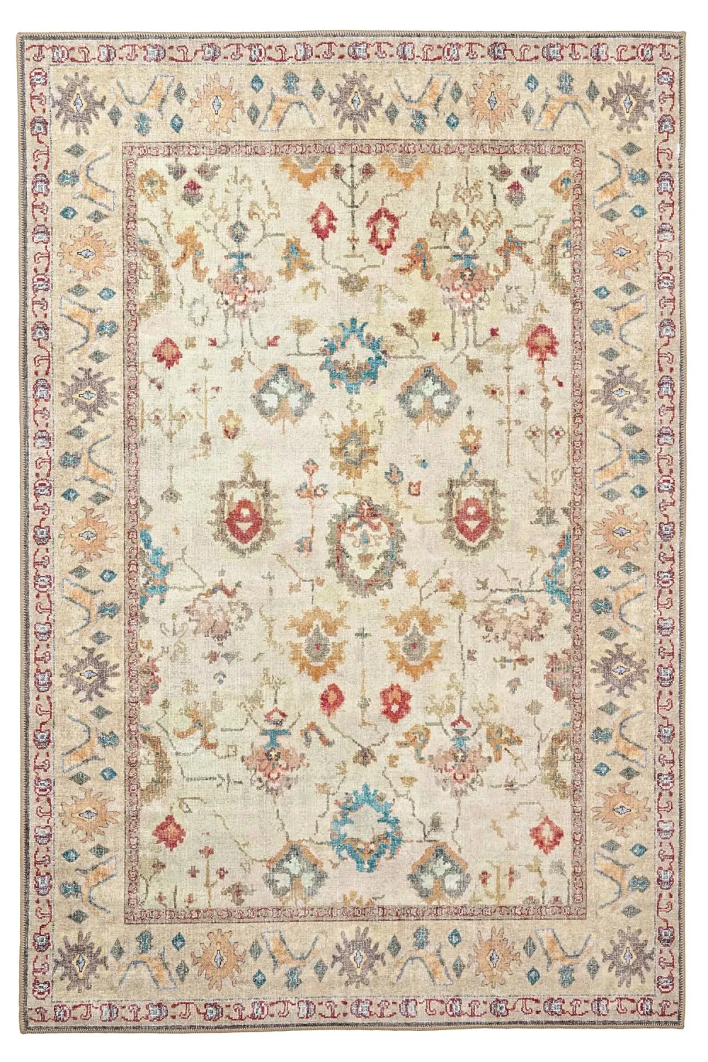 Vlakgeweven vloerkleed - Adira (grijs/roze)