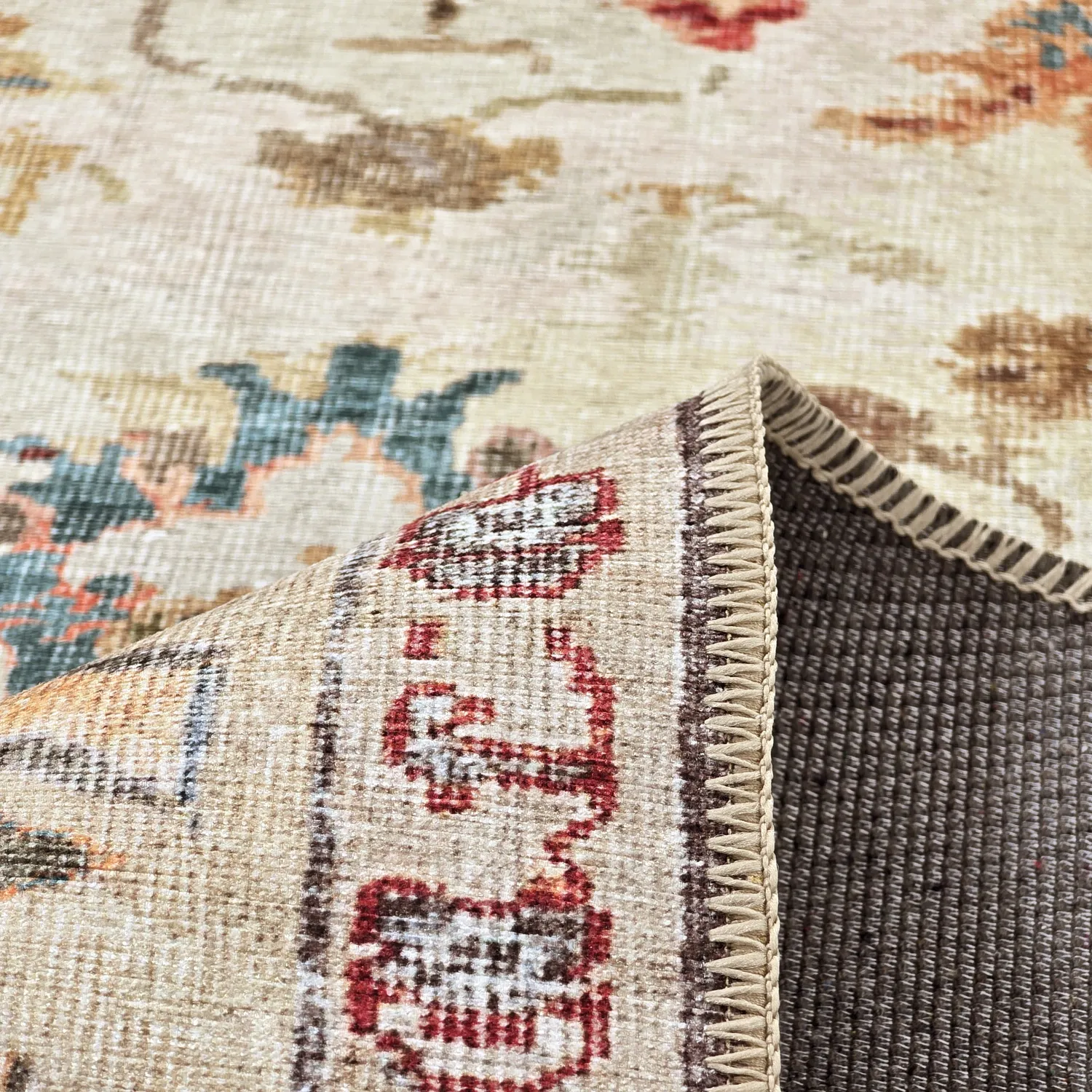 Vlakgeweven vloerkleed - Adira (grijs/roze)