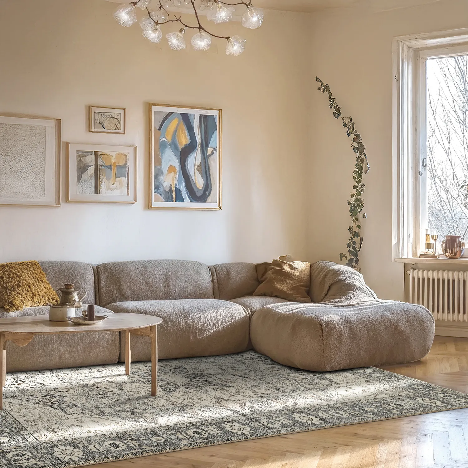 Vlakgeweven vloerkleed - Alvand (zwart)