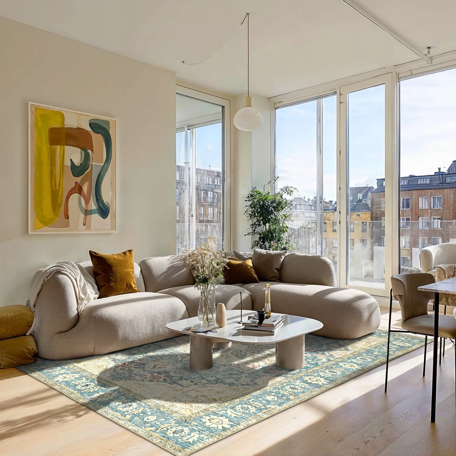 Vlakgeweven vloerkleed - Alvand (blauw)