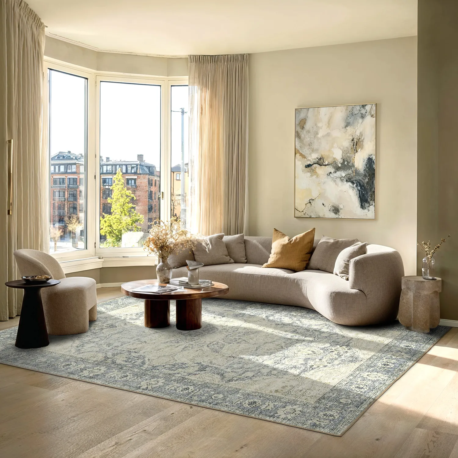 Vlakgeweven vloerkleed - Alvand (grijs)