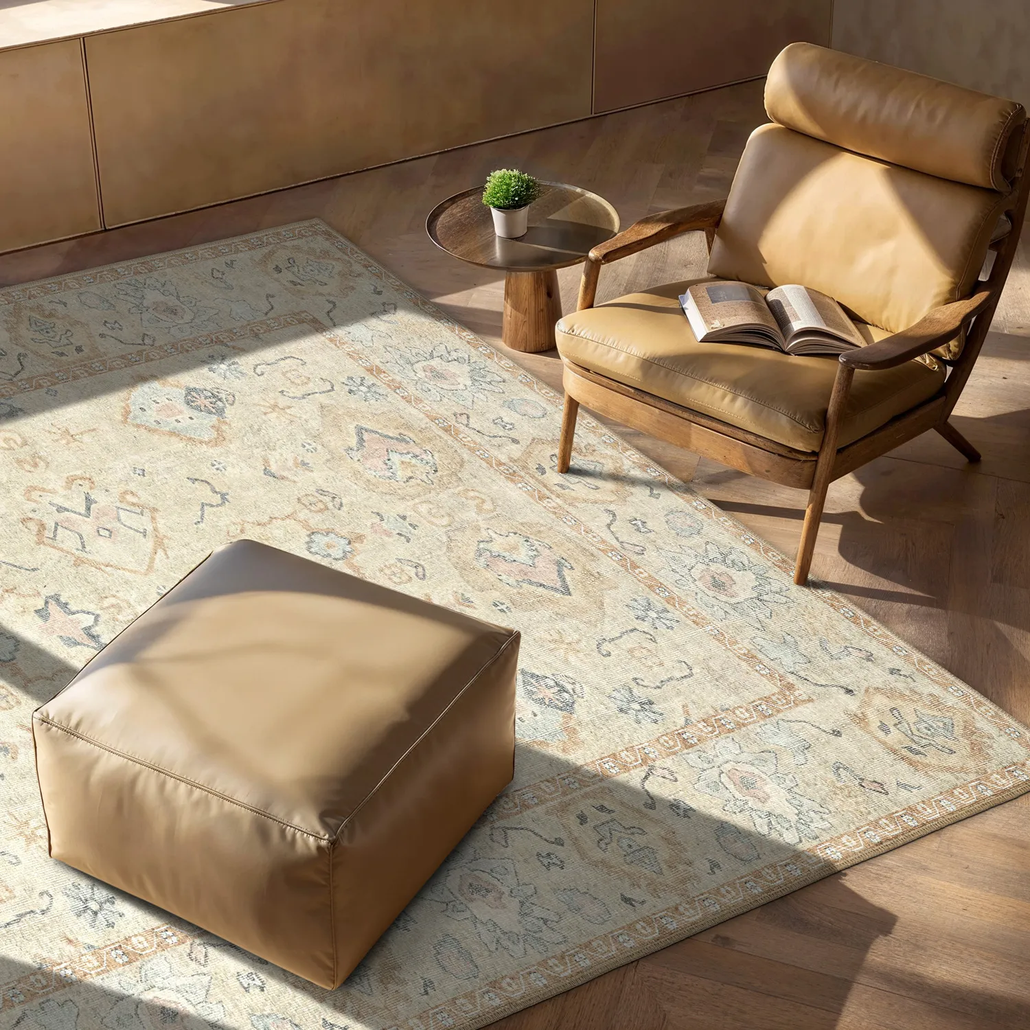 Vlakgeweven vloerkleed - Amena (beige)