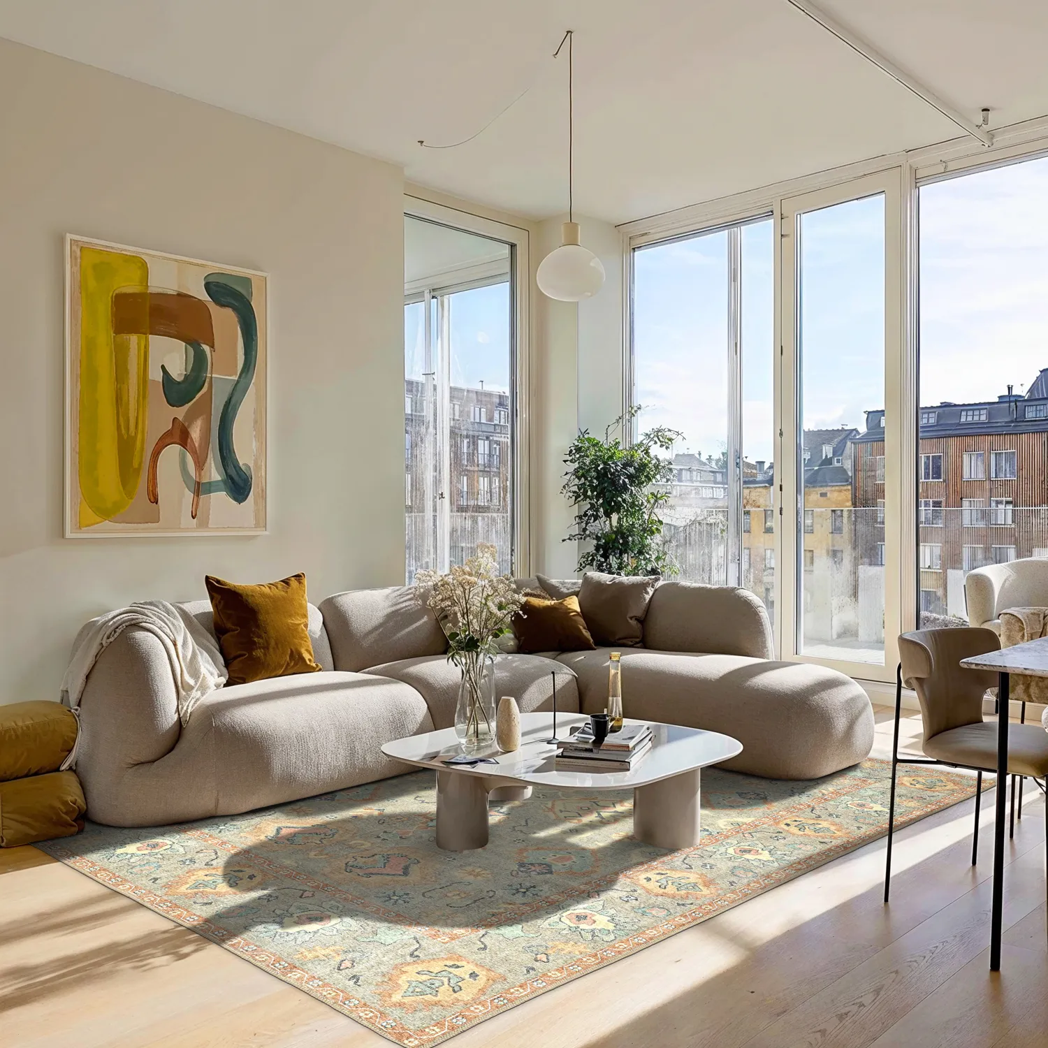 Vlakgeweven vloerkleed - Amena (blauw)