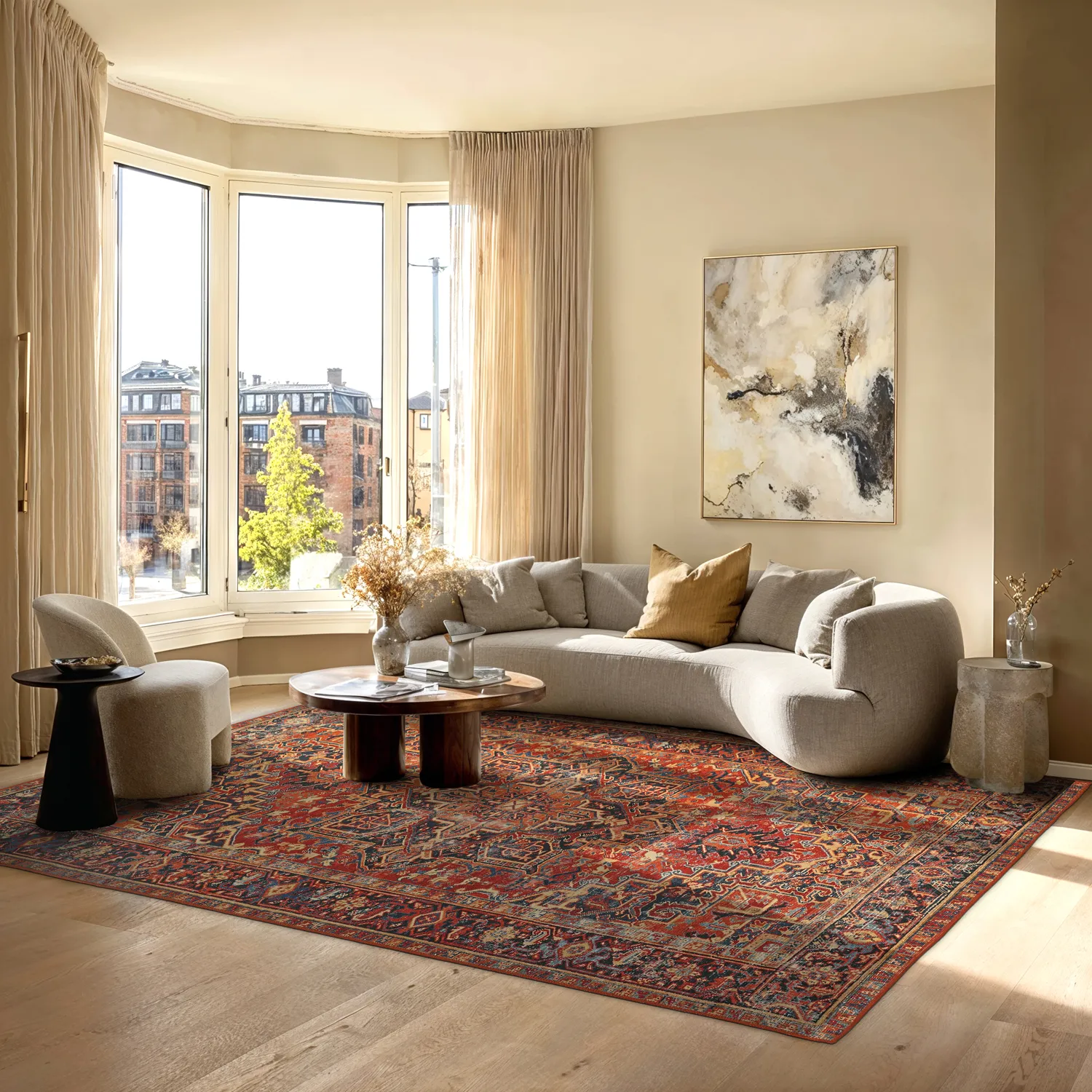 Vlakgeweven vloerkleed - Anzali (rood)