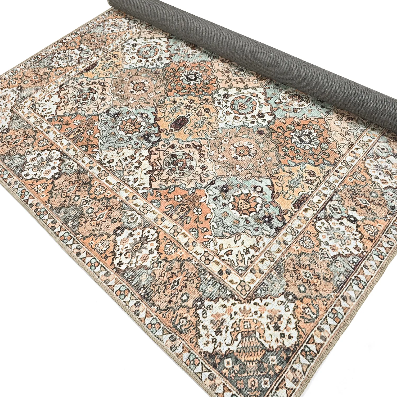 Vlakgeweven vloerkleed - Berelina (beige/multi)