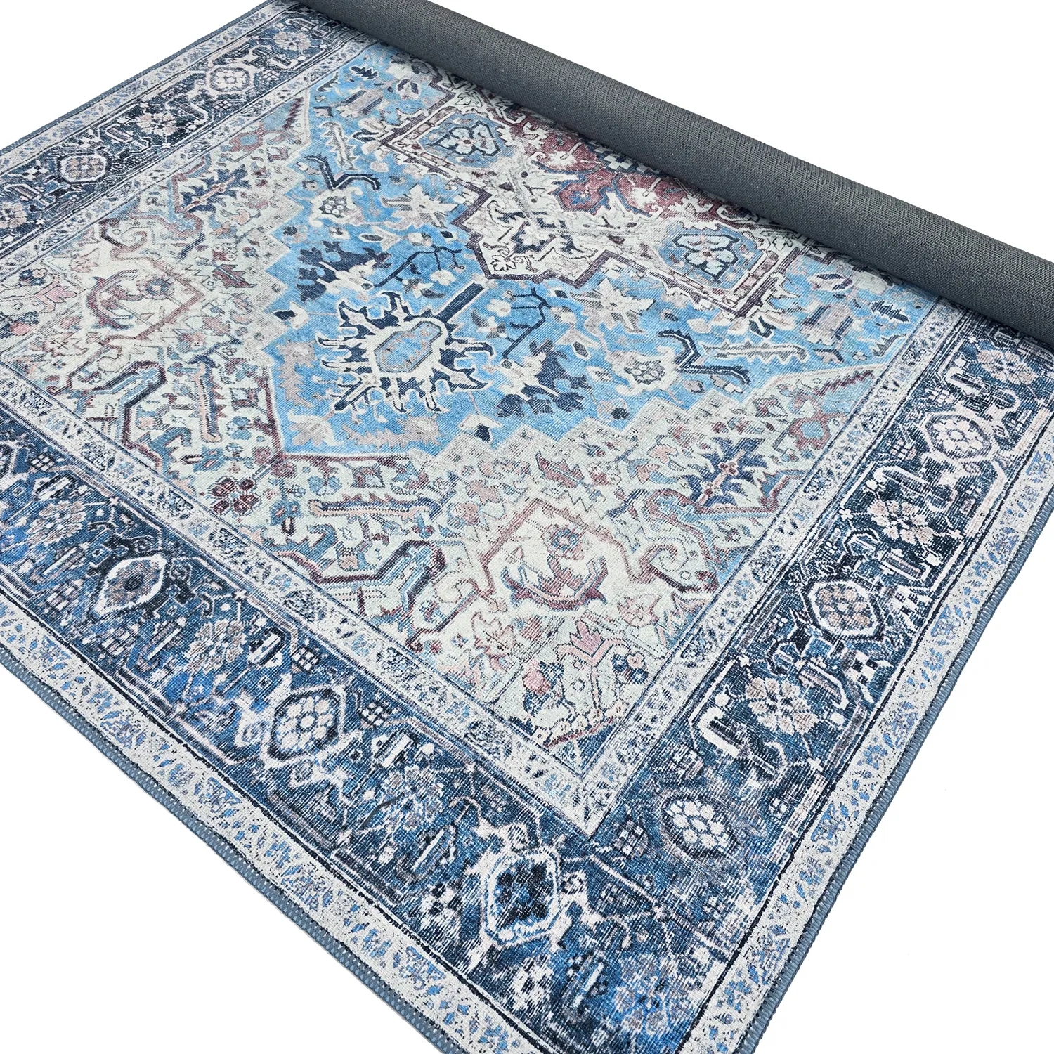 Vlakgeweven vloerkleed - Birjand (blauw)