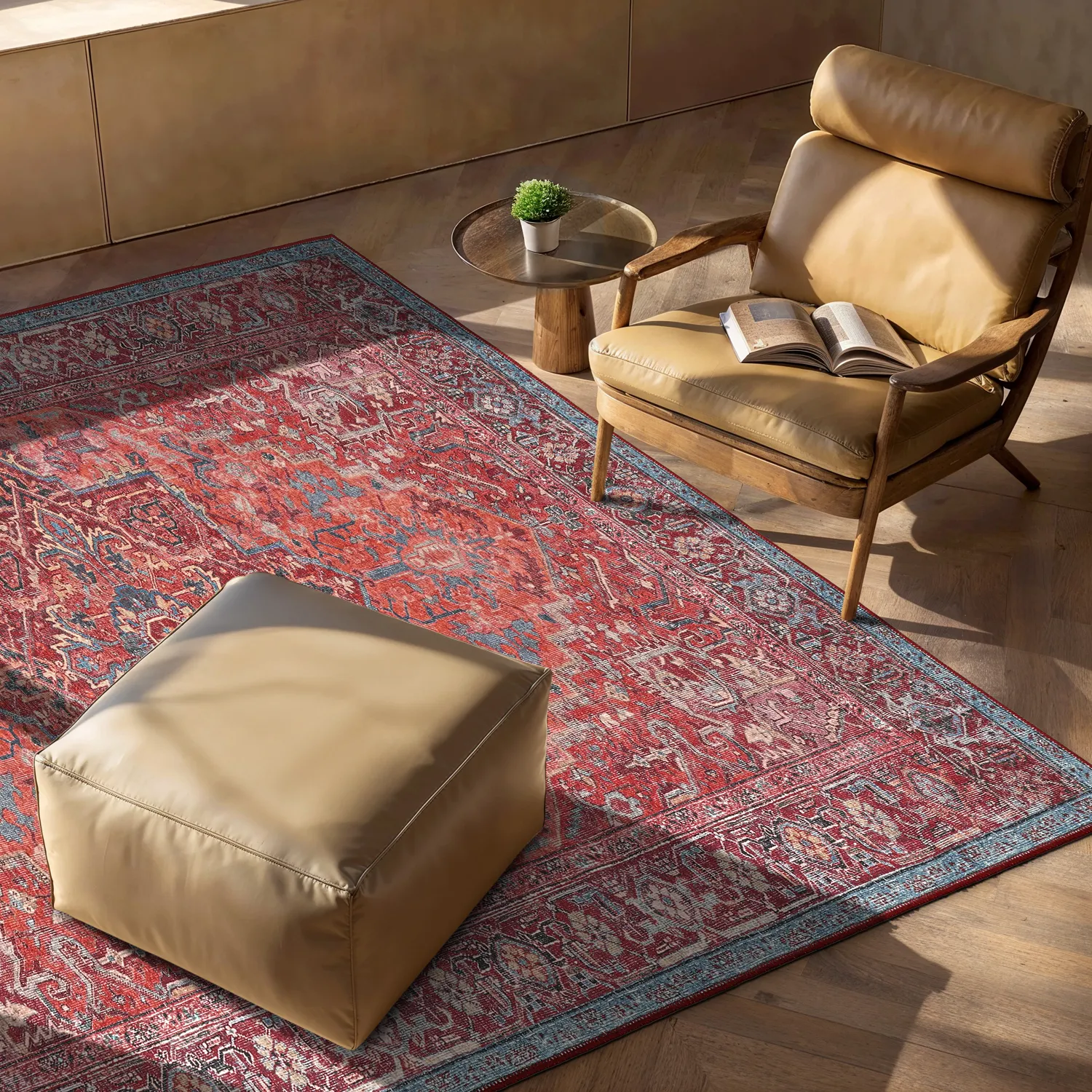 Vlakgeweven vloerkleed - Birjand (rood)