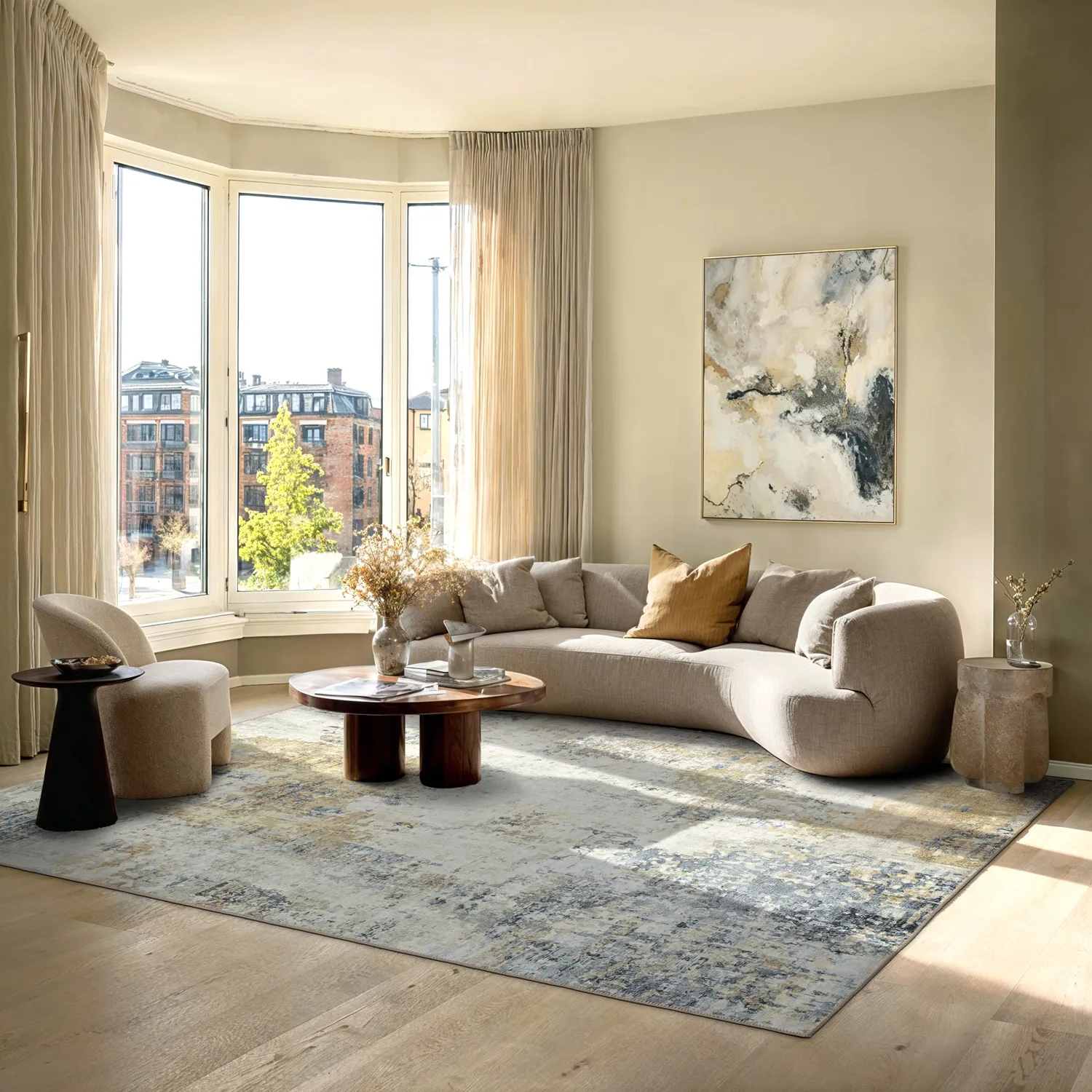 Vlakgeweven vloerkleed - Comino (beige/multi)