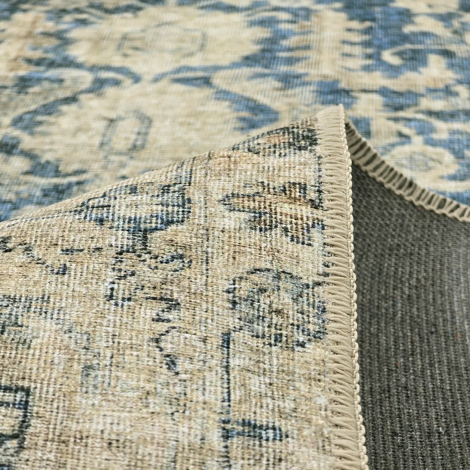 Vlakgeweven vloerkleed - Delvar (blauw)
