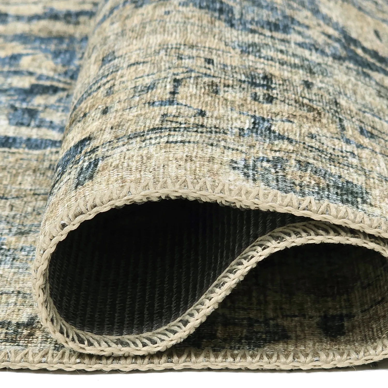 Vlakgeweven vloerkleed - Delvar (blauw)