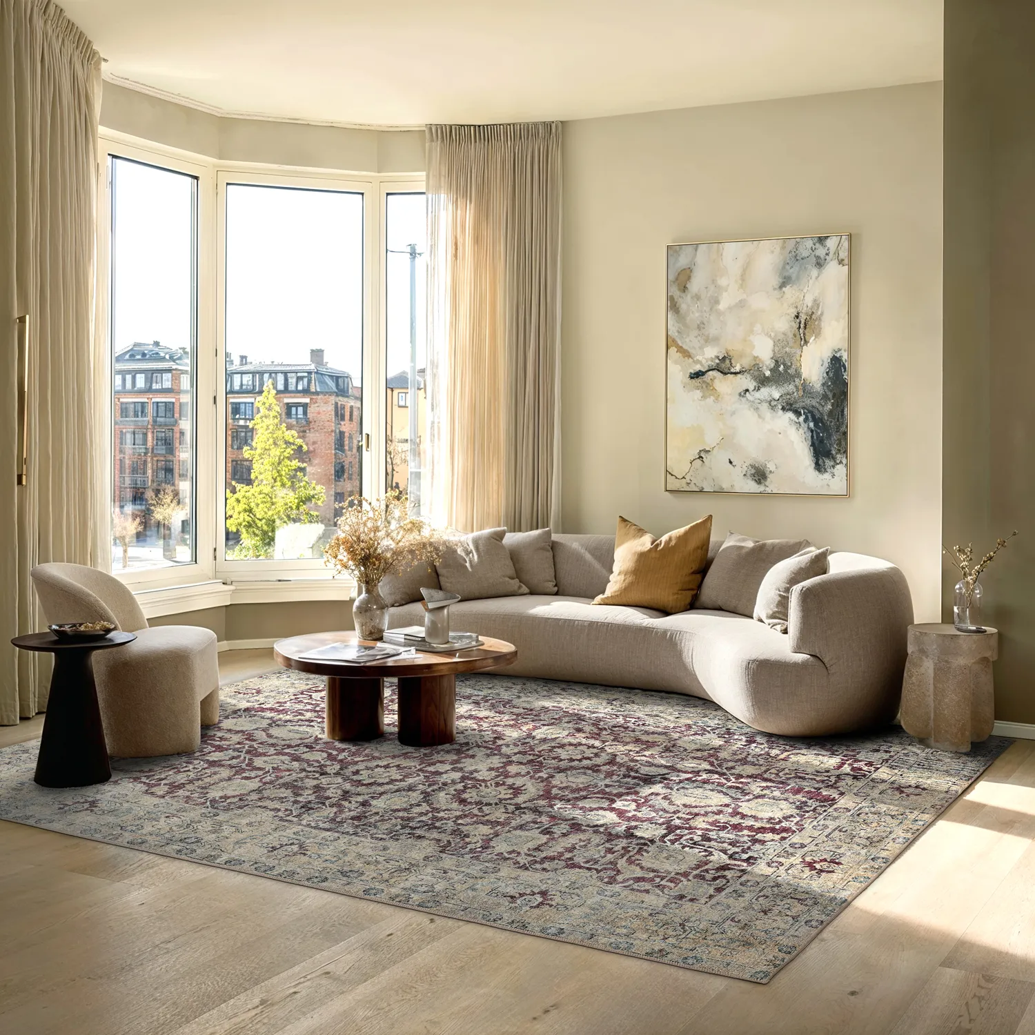 Vlakgeweven vloerkleed - Delvar (rood)