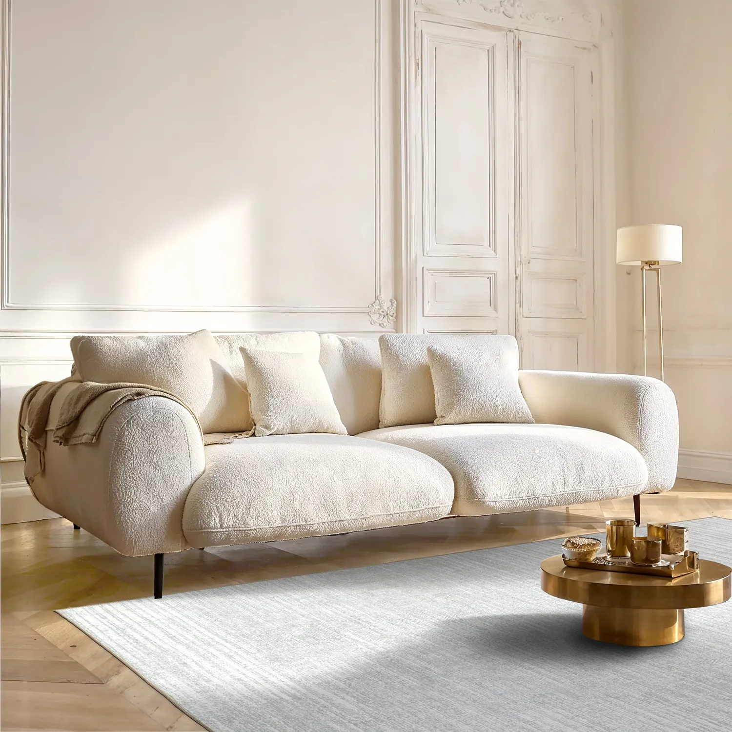 Vlakgeweven vloerkleed - Elarion (lichtgrijs)