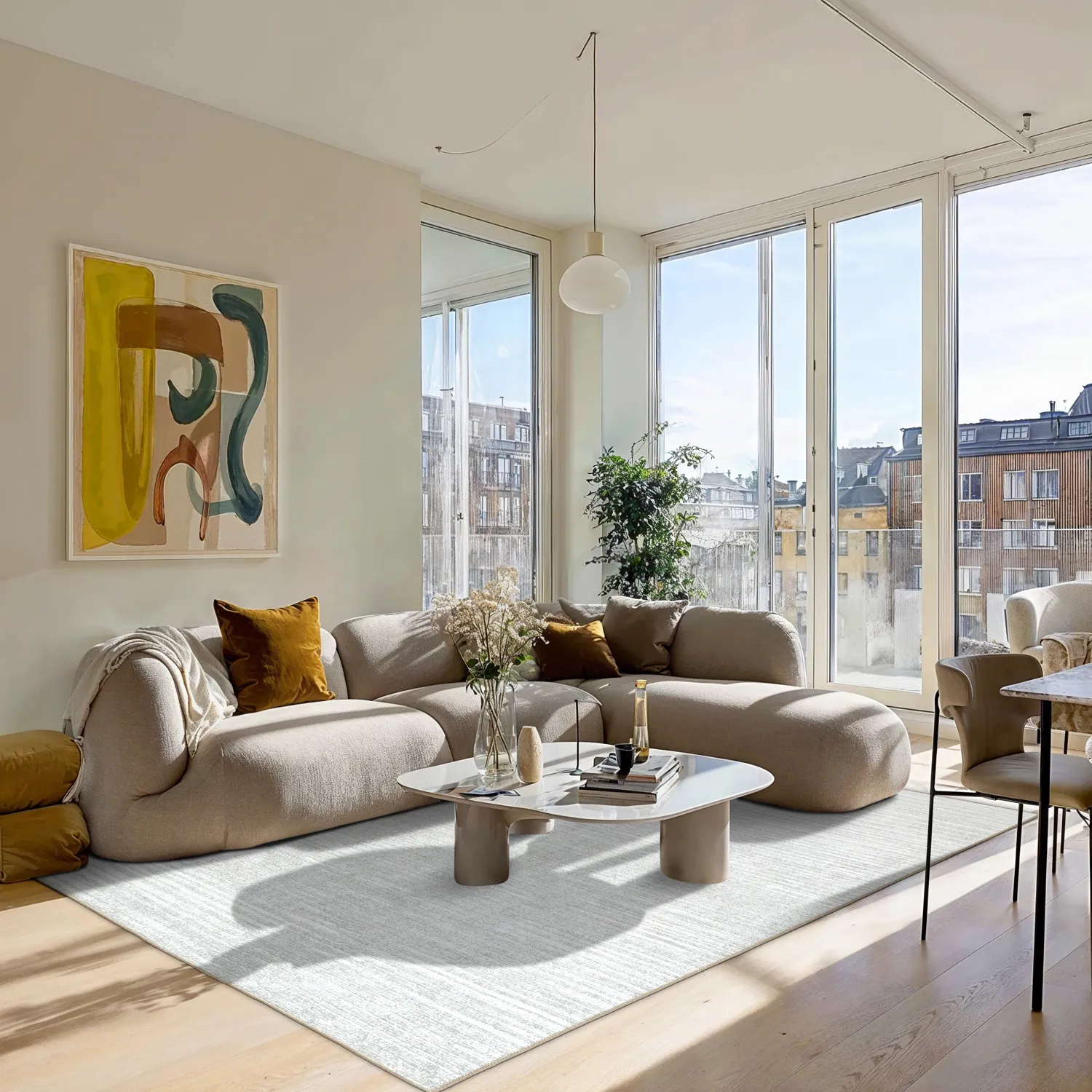 Vlakgeweven vloerkleed - Elarion (lichtgrijs)