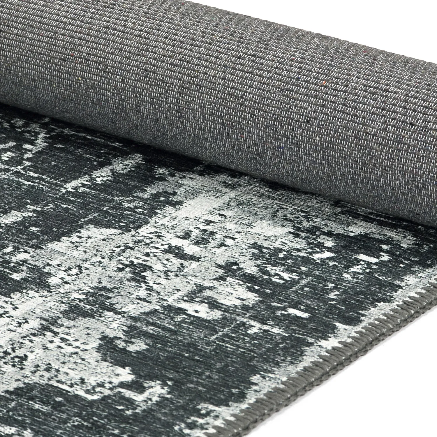 Vlakgeweven vloerkleed - Elira (zwart)