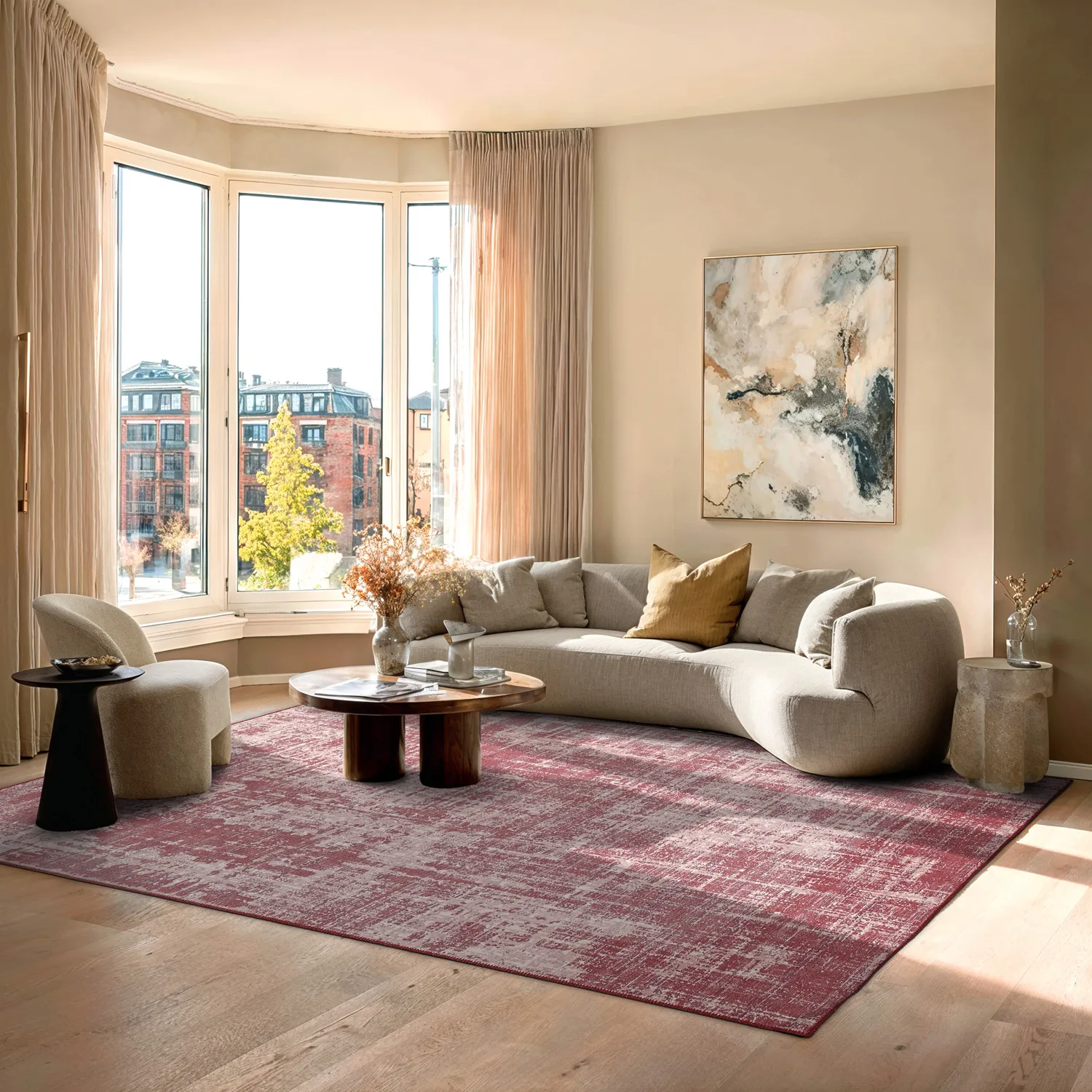 Vlakgeweven vloerkleed - Elira (rood)