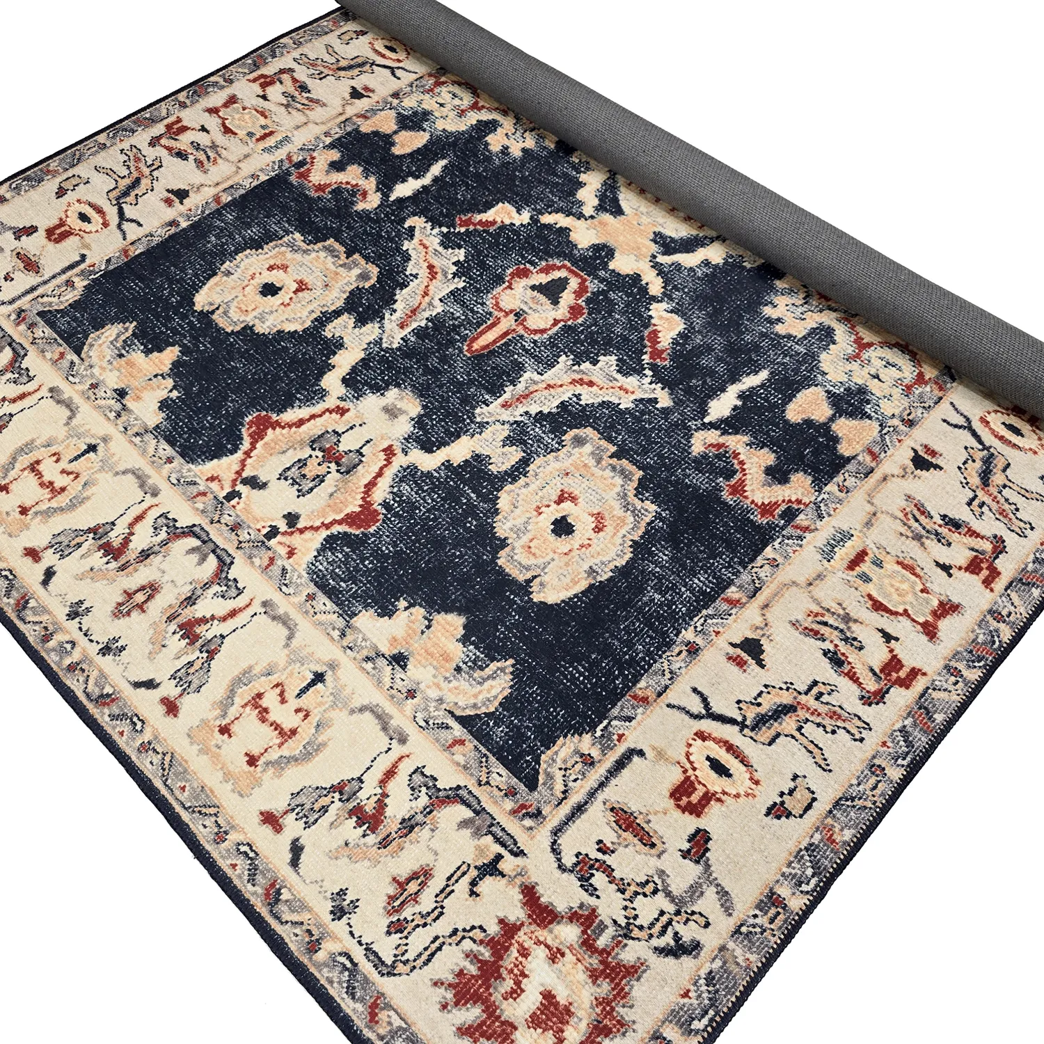 Vlakgeweven vloerkleed - Fadarin (blauw)