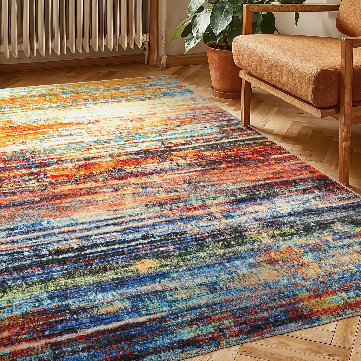 Vlakgeweven vloerkleed - Kazea (oranje/multi)