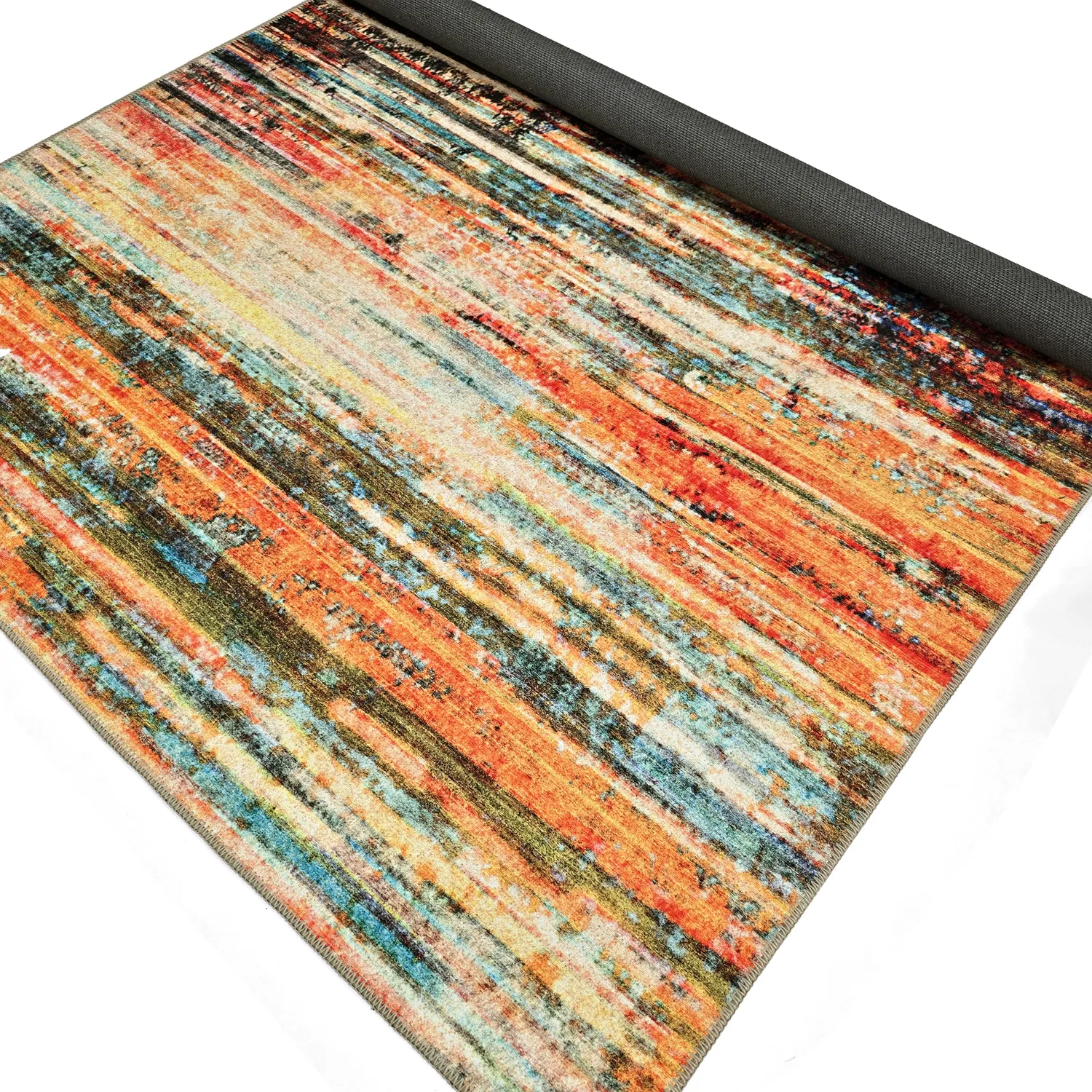 Vlakgeweven vloerkleed - Kazea (oranje/multi)