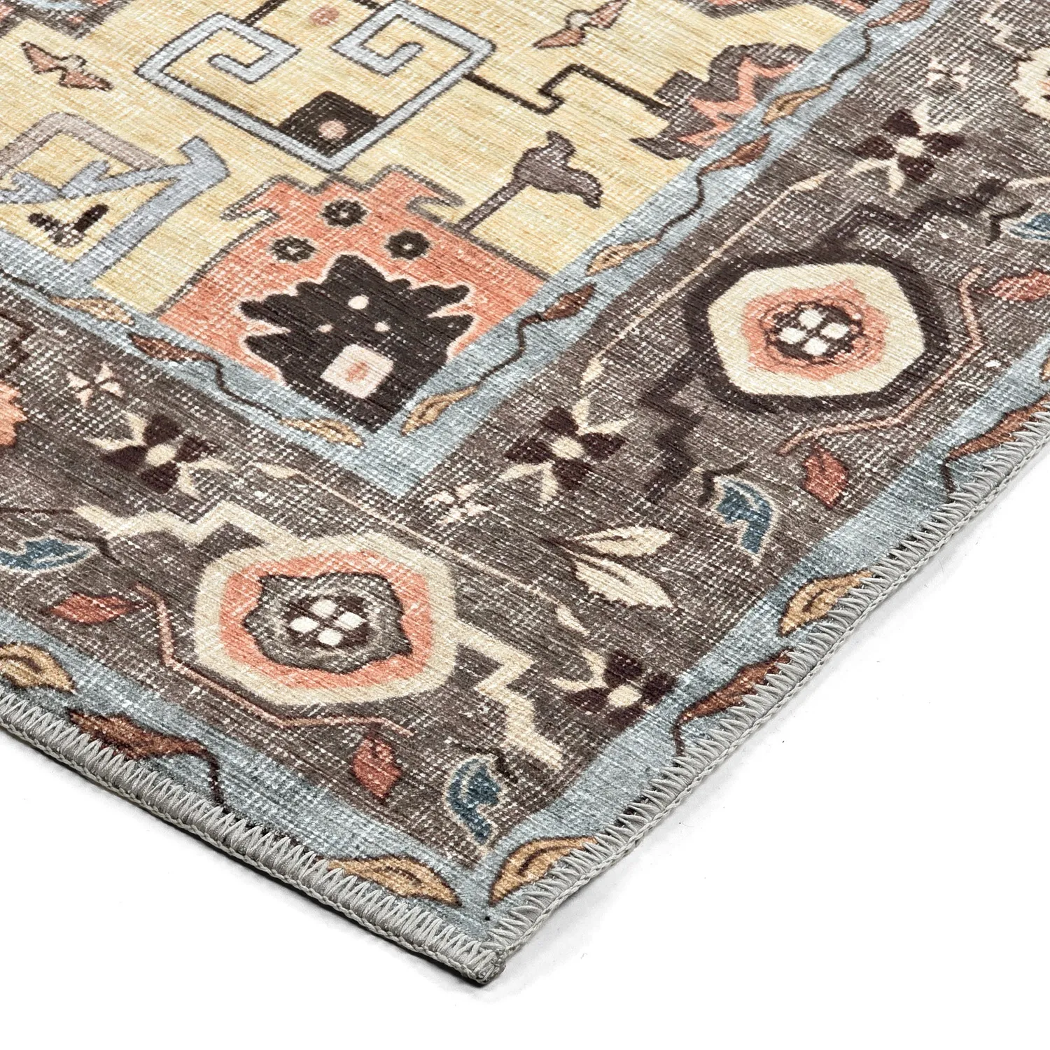 Vlakgeweven vloerkleed - Kordava (grijs/rood)