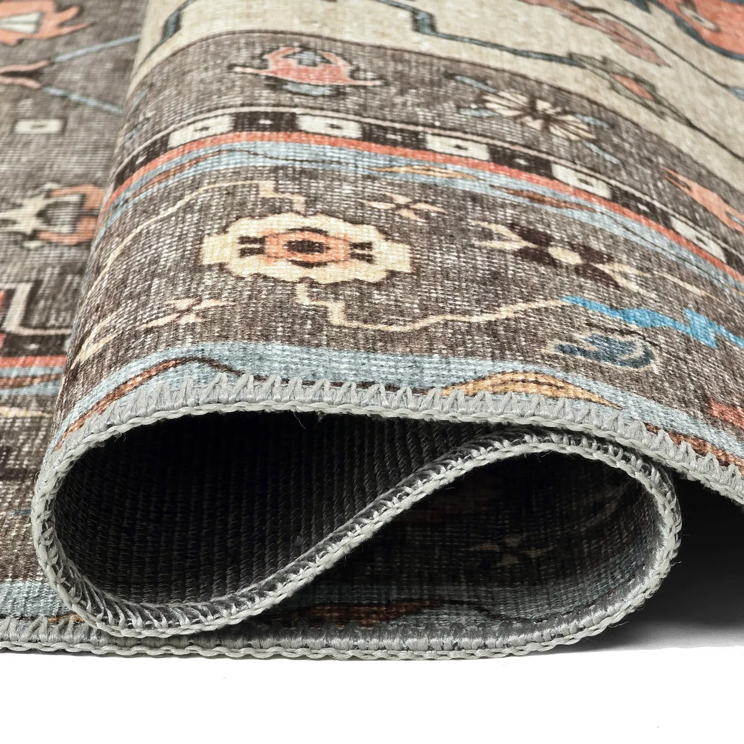 Vlakgeweven vloerkleed - Kordava (grijs/rood)