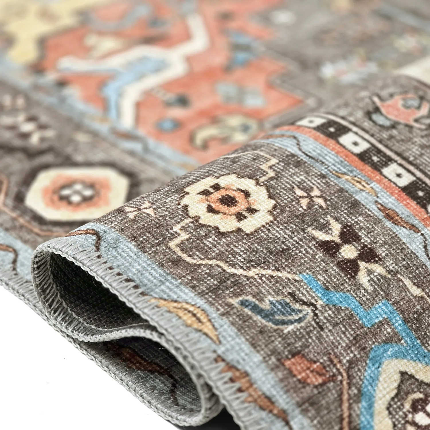 Vlakgeweven vloerkleed - Kordava (grijs/rood)