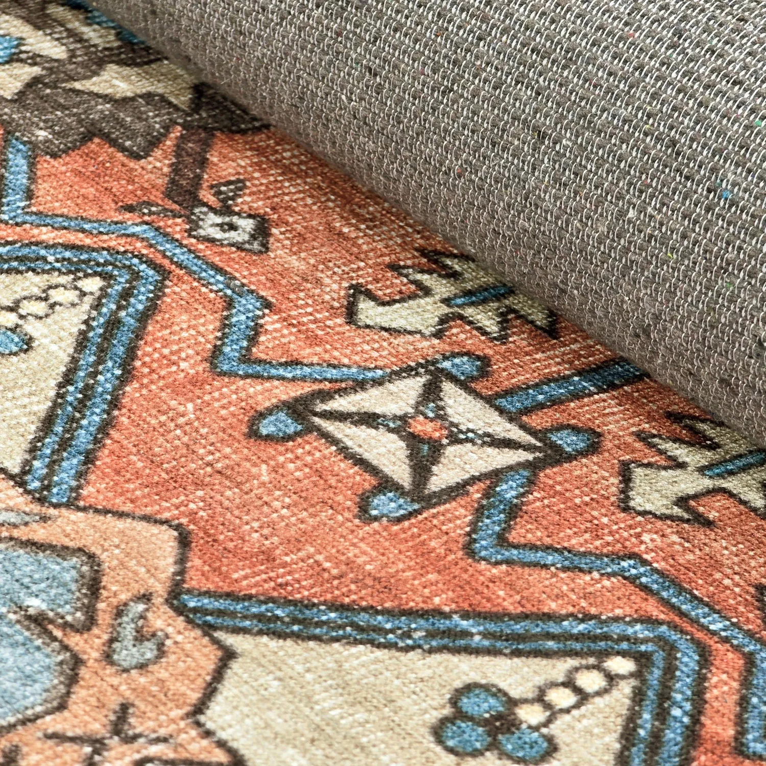 Vlakgeweven vloerkleed - Kordava (grijs/rood)