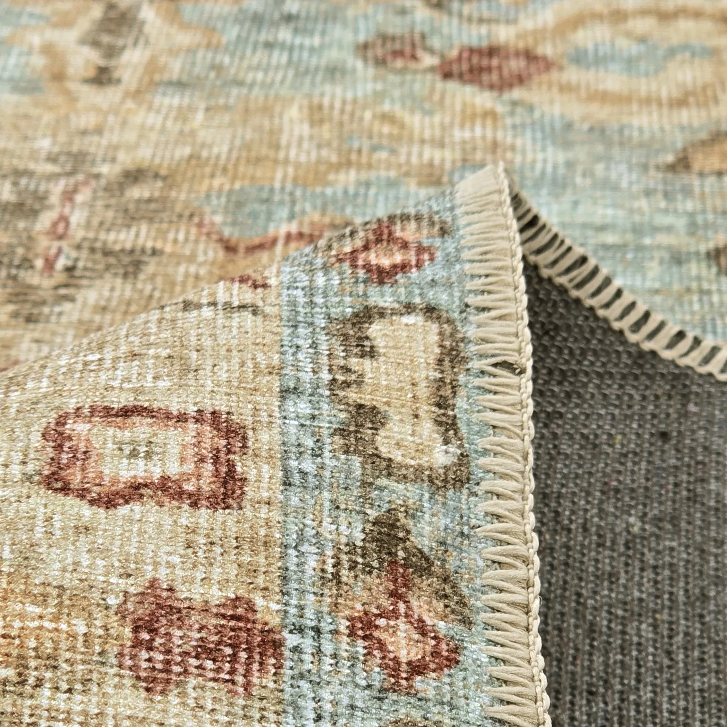 Vlakgeweven vloerkleed - Layla (lichtblauw)