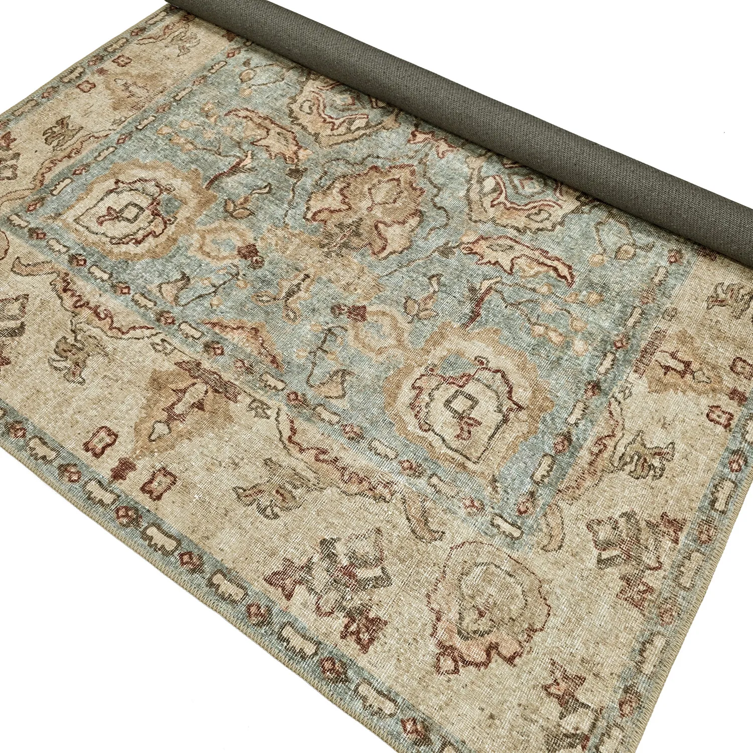 Vlakgeweven vloerkleed - Layla (lichtblauw)