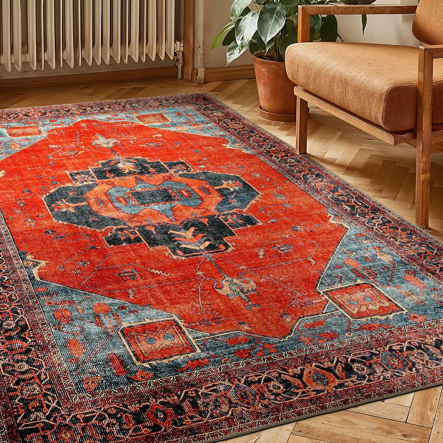 Vlakgeweven vloerkleed - Mandalay (rood)