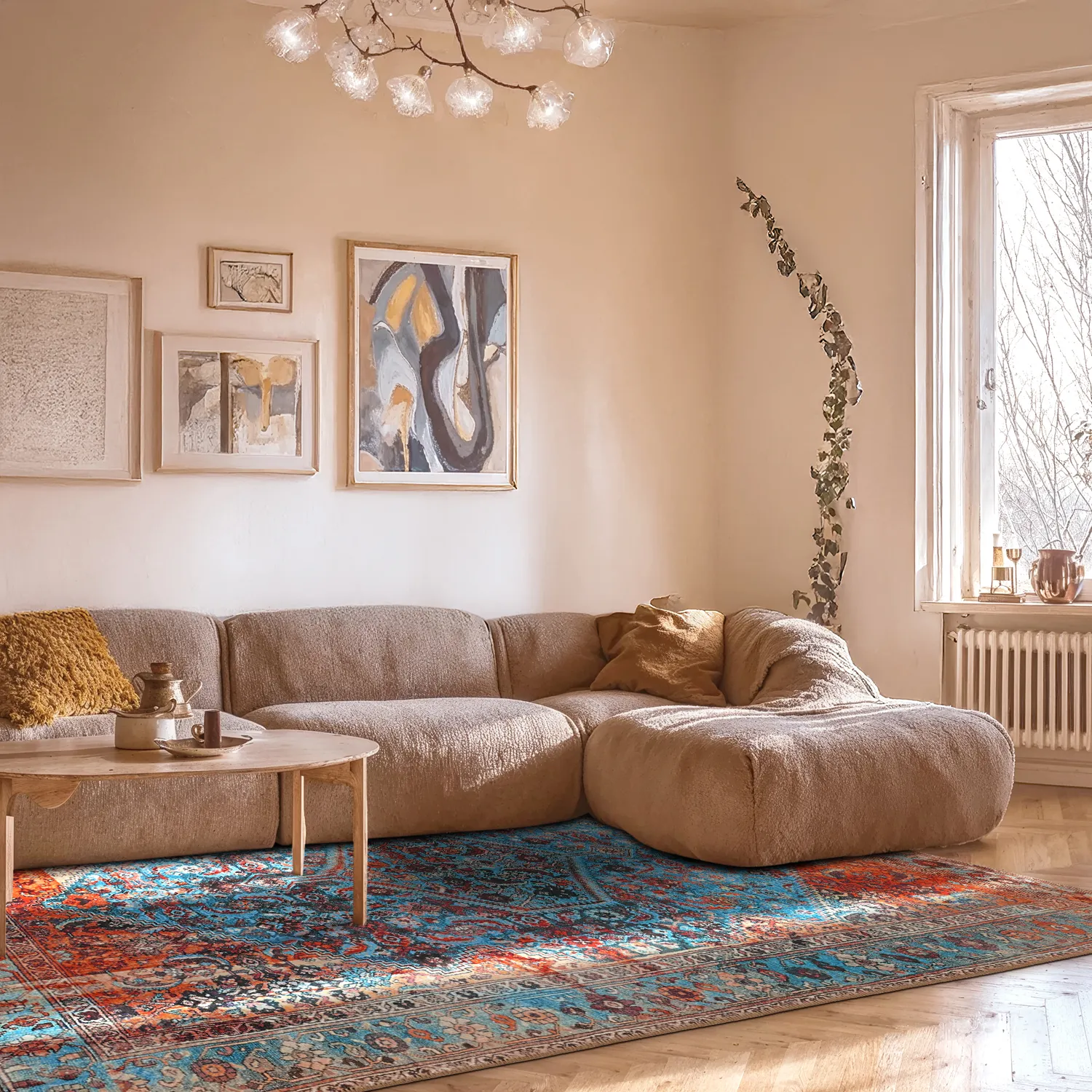 Vlakgeweven vloerkleed - Mardin (rood/blauw)