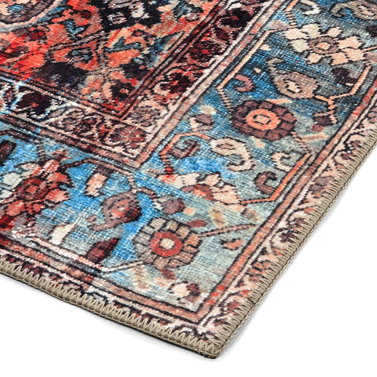 Vlakgeweven vloerkleed - Mardin (rood/blauw)