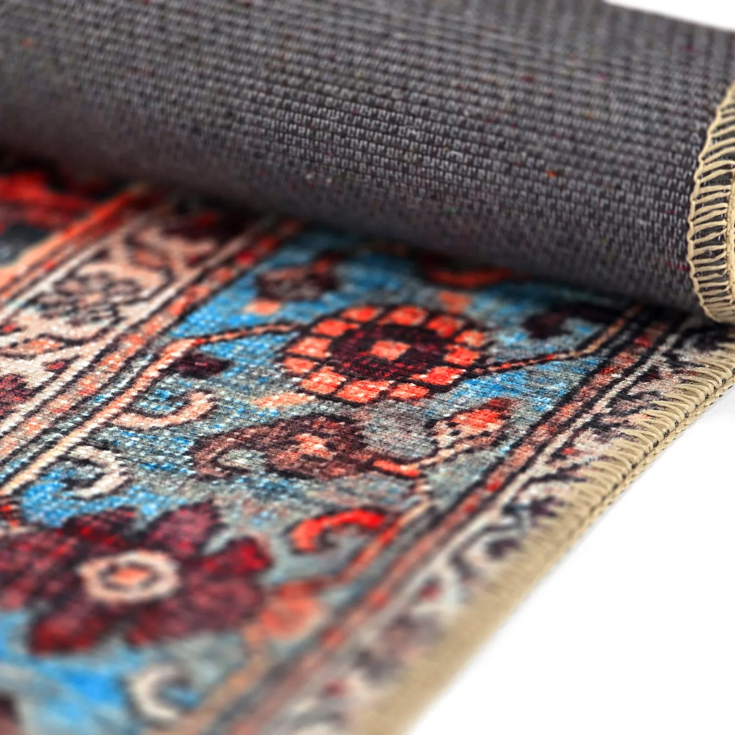 Vlakgeweven vloerkleed - Mardin (rood/blauw)