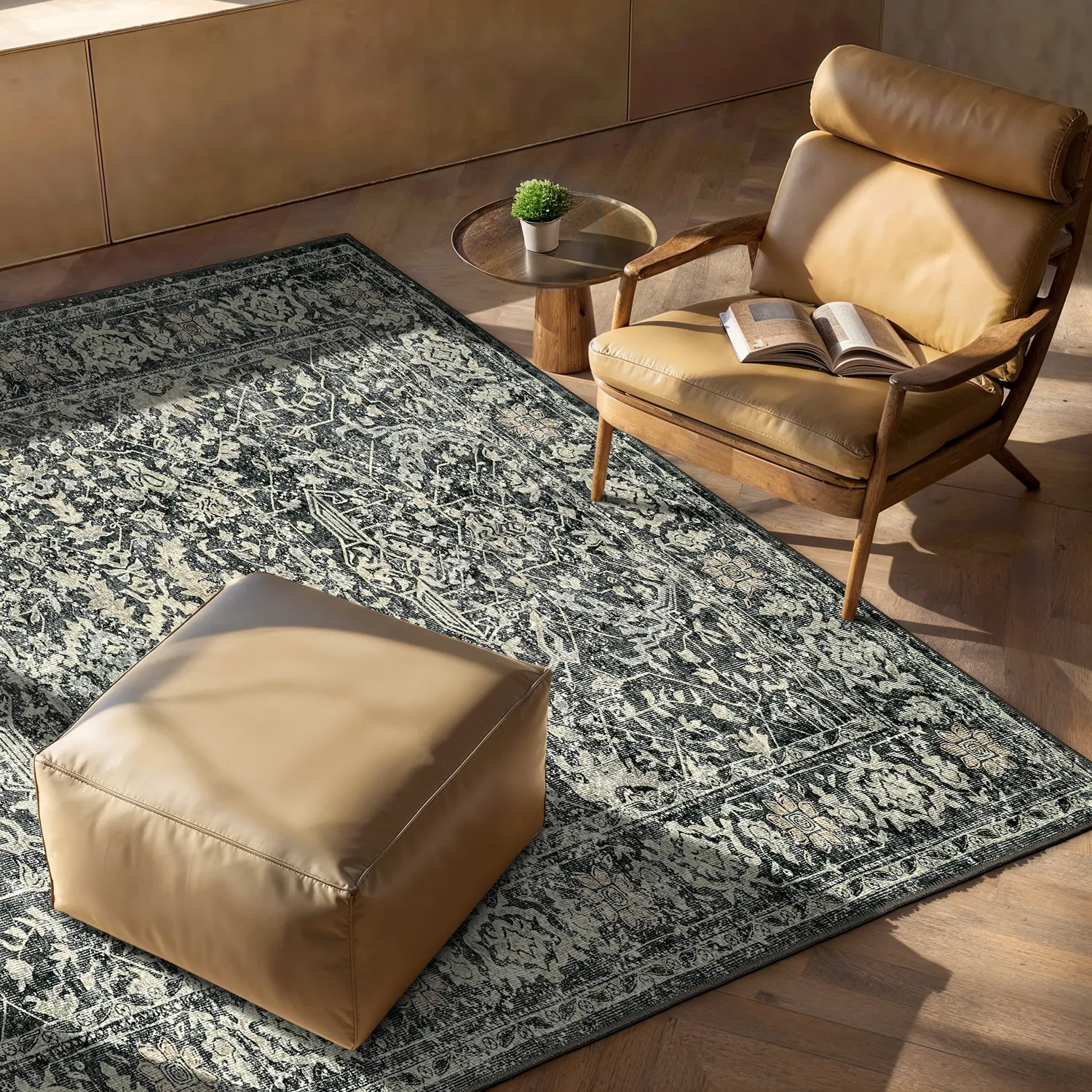 Vlakgeweven vloerkleed - Meralis (zwart)