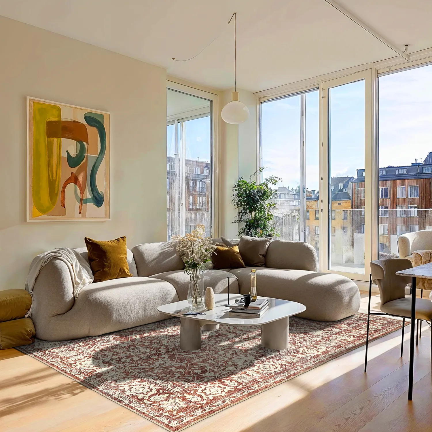 Vlakgeweven vloerkleed - Meralis (rood)