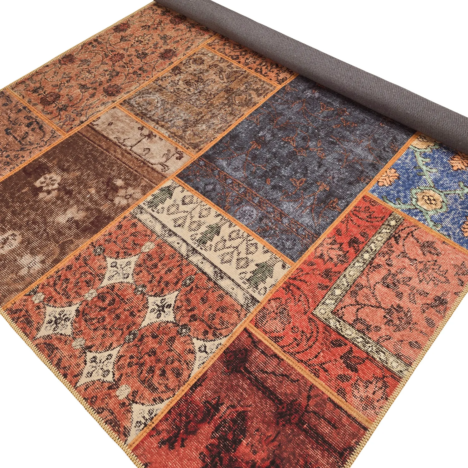 Vlakgeweven vloerkleed - Myrina (rood/multi)