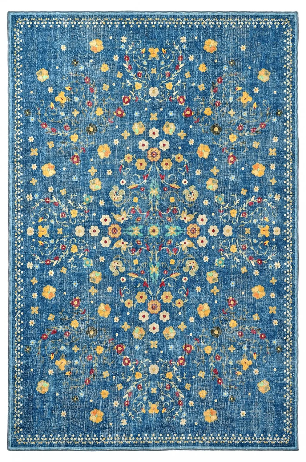 Vlakgeweven vloerkleed - Nabilar (blauw)