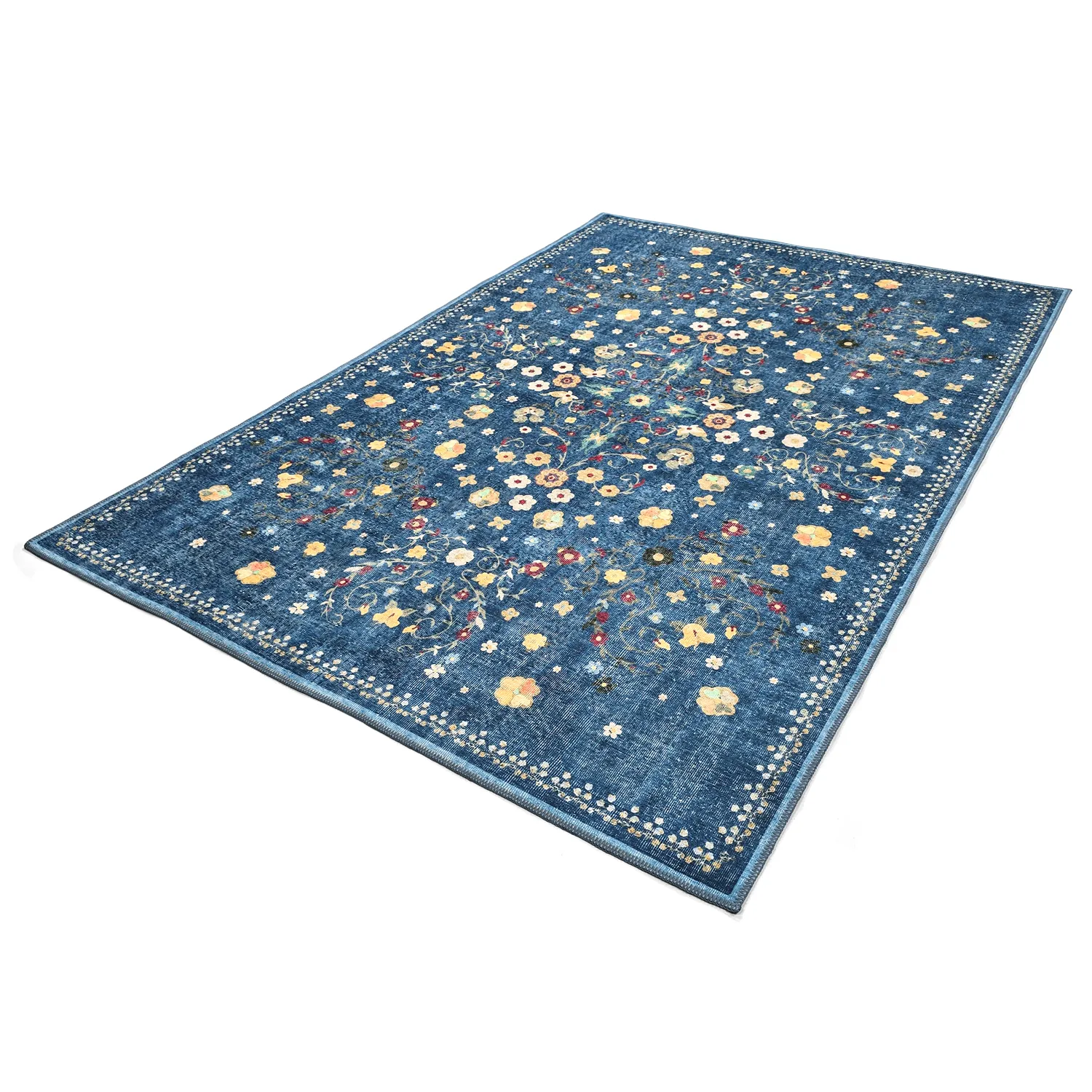 Vlakgeweven vloerkleed - Nabilar (blauw)