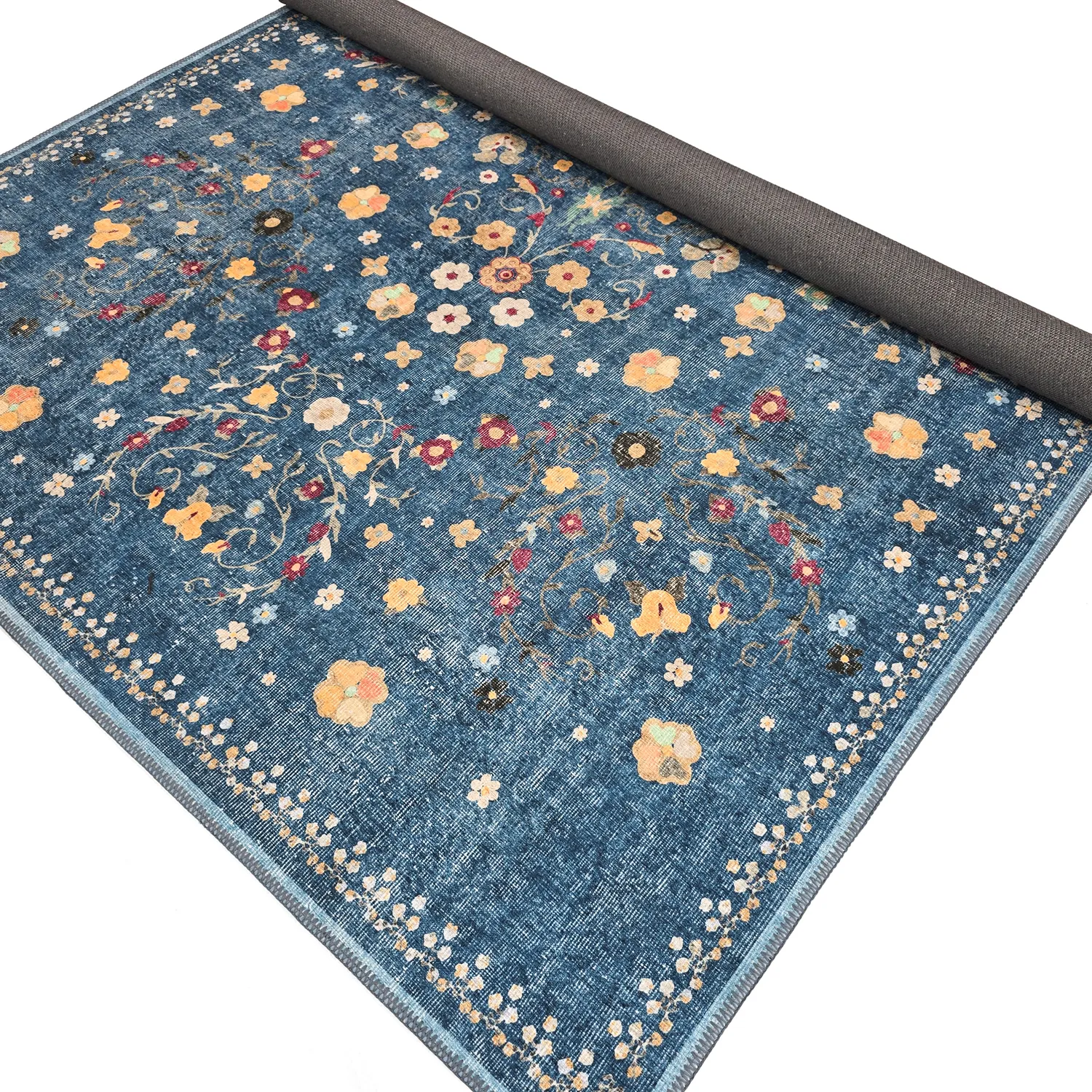 Vlakgeweven vloerkleed - Nabilar (blauw)