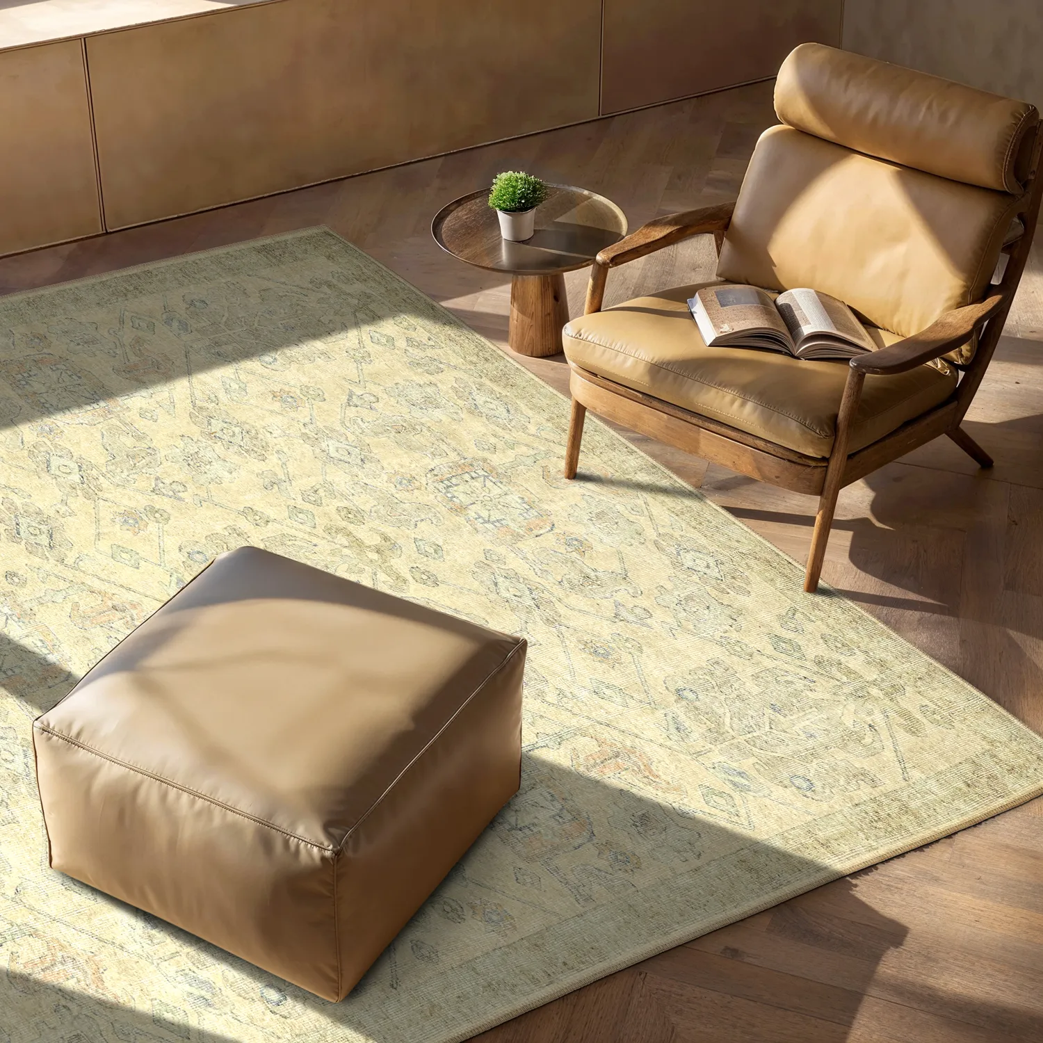 Vlakgeweven vloerkleed - Noura (beige)