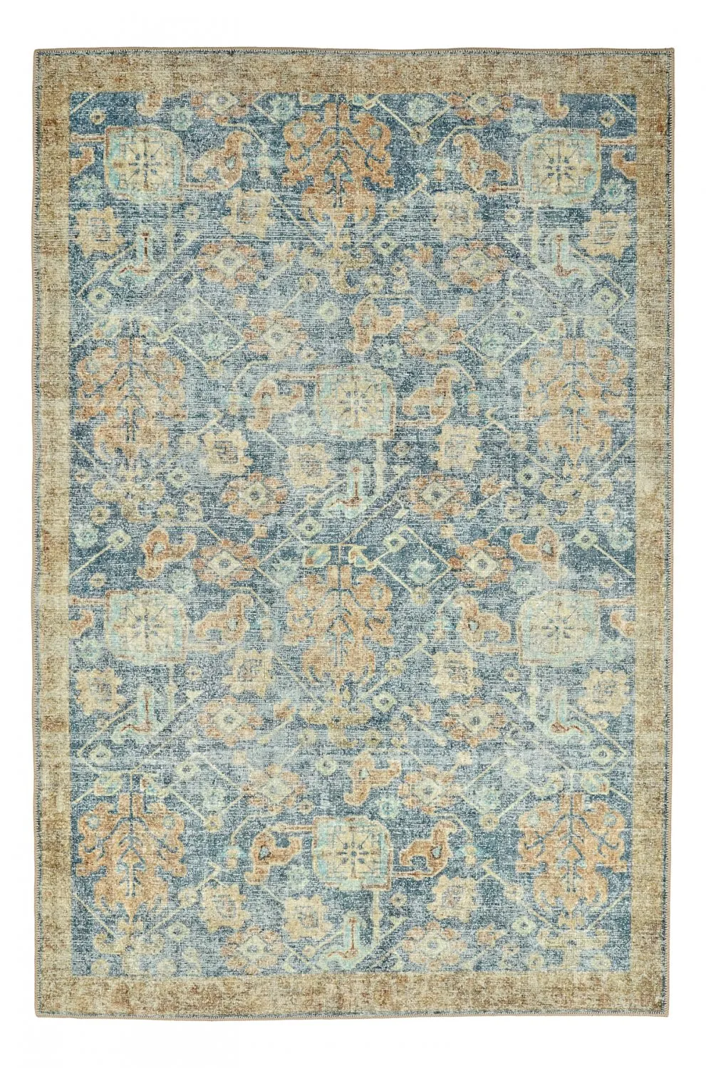 Vlakgeweven vloerkleed - Noura (blauw)