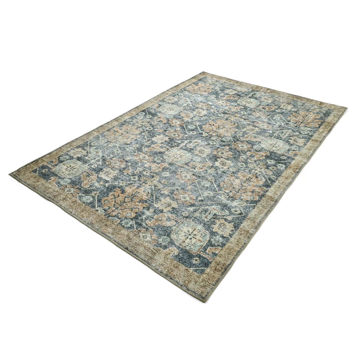 Vlakgeweven vloerkleed - Noura (blauw)