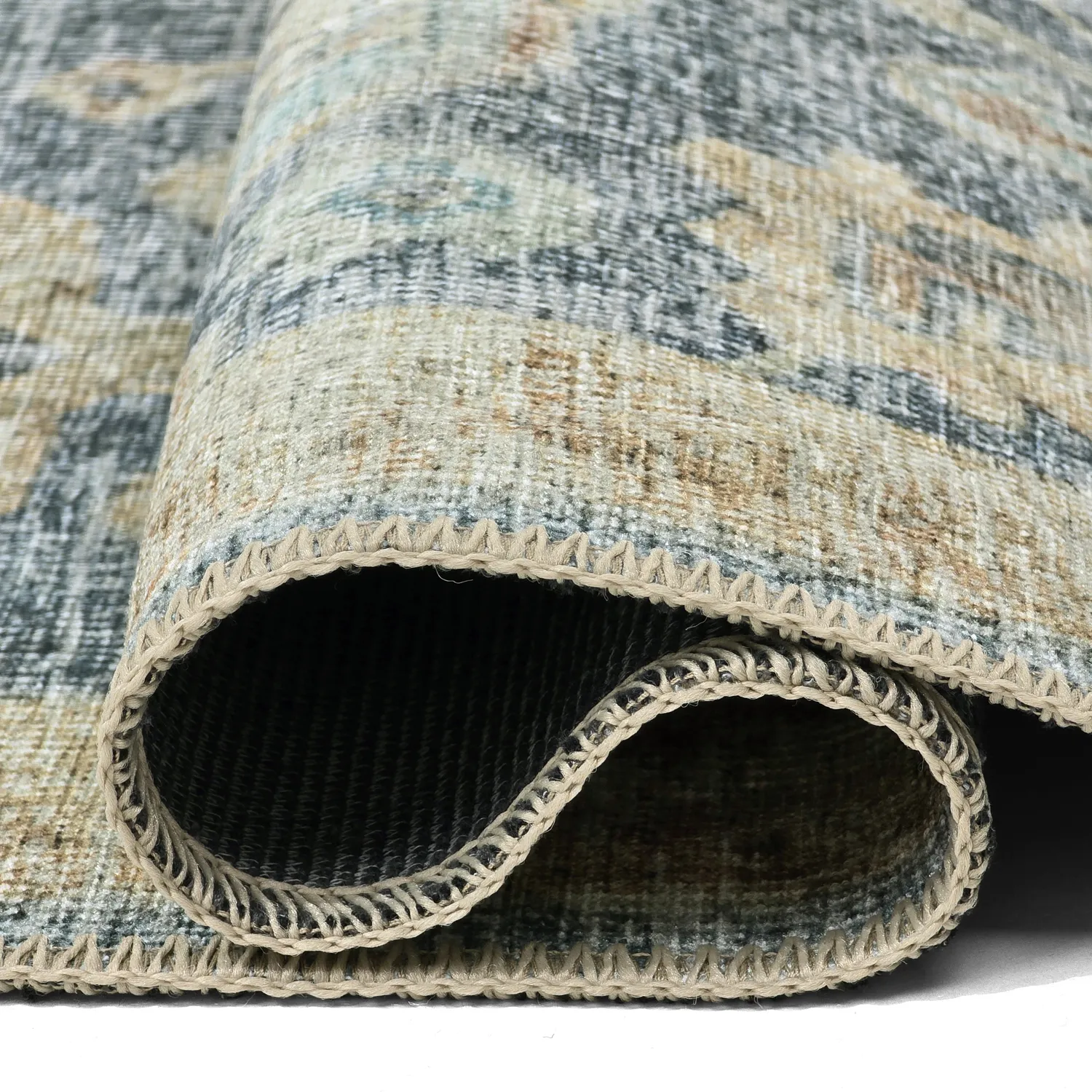 Vlakgeweven vloerkleed - Noura (blauw)