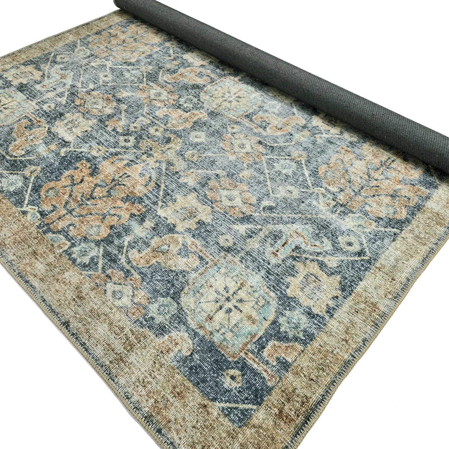 Vlakgeweven vloerkleed - Noura (blauw)