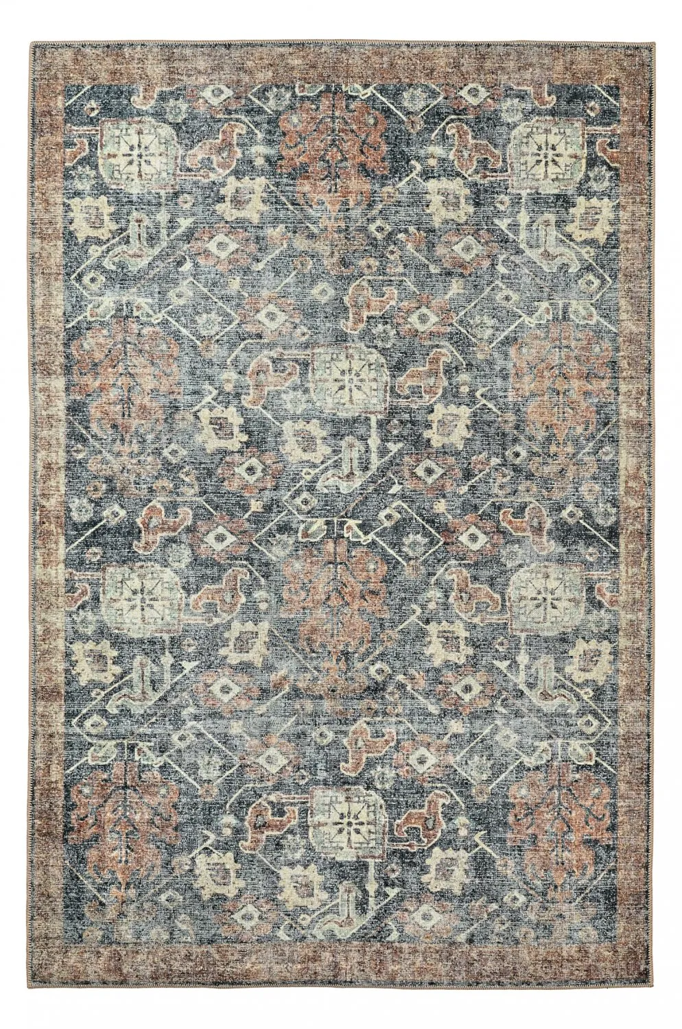 Vlakgeweven vloerkleed - Noura (donkerblauw)