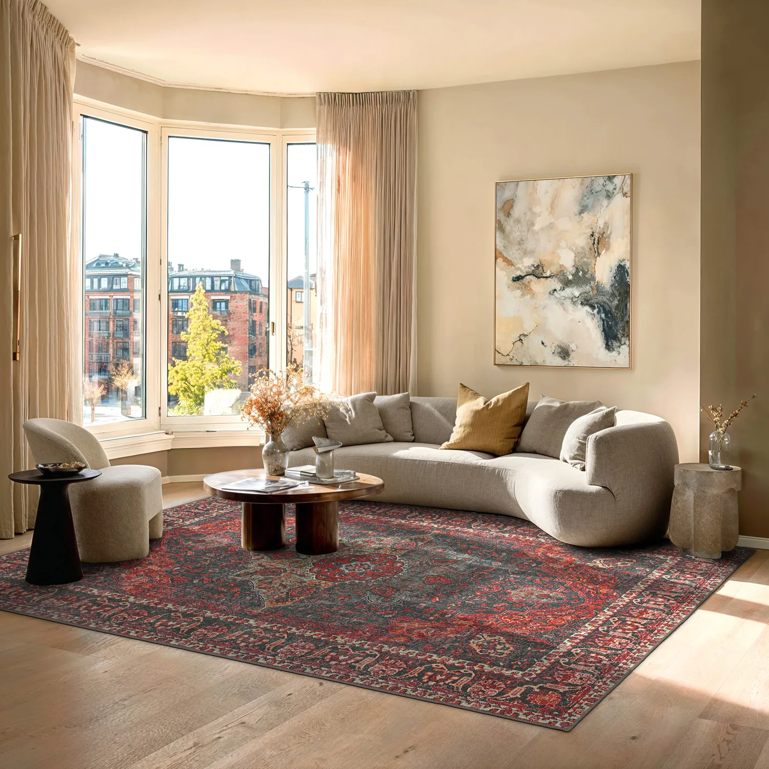 Vlakgeweven vloerkleed - Velamir (rood)